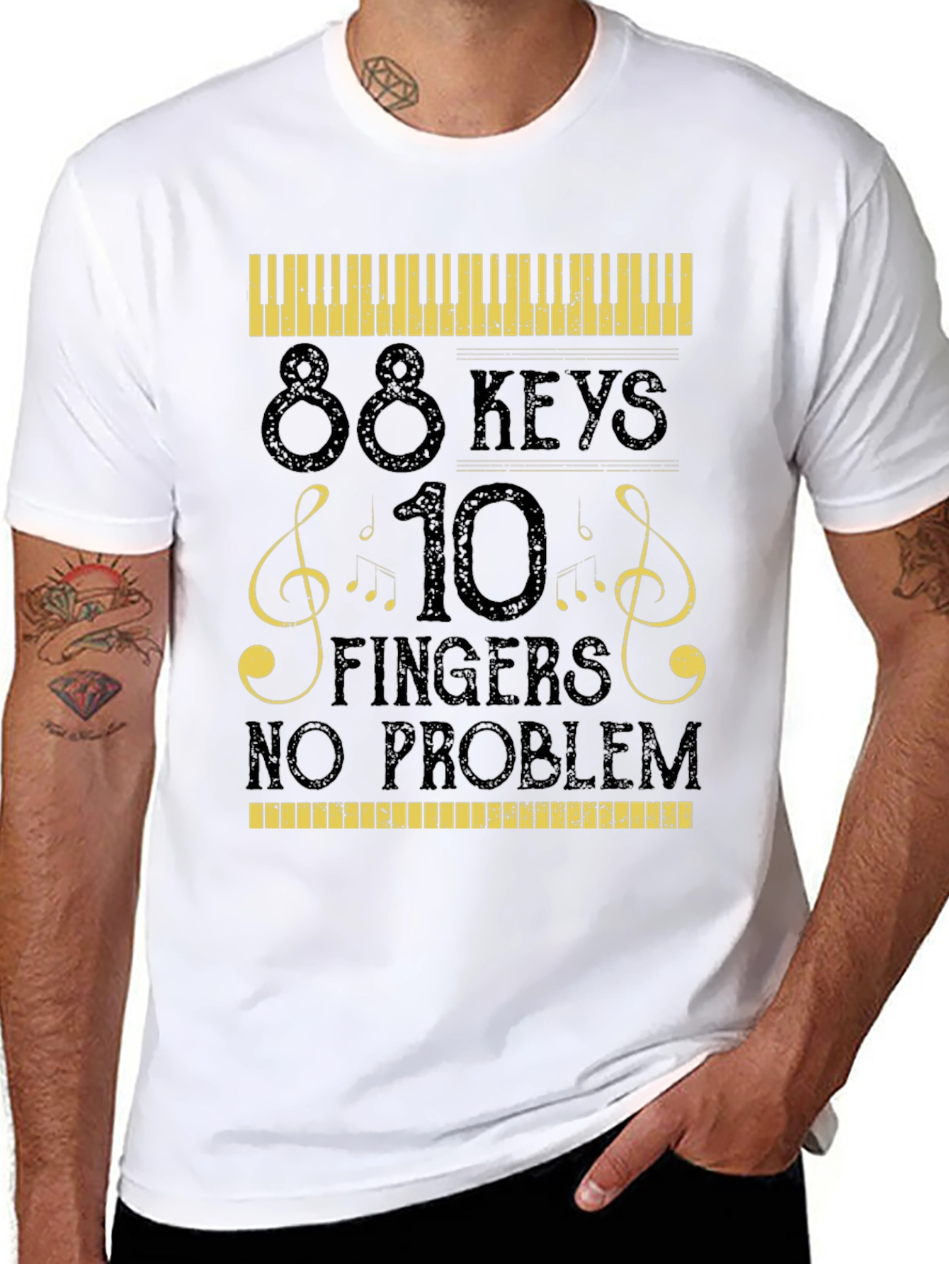 88 Keys 10 Fingers No Problem Musician T-Shirt