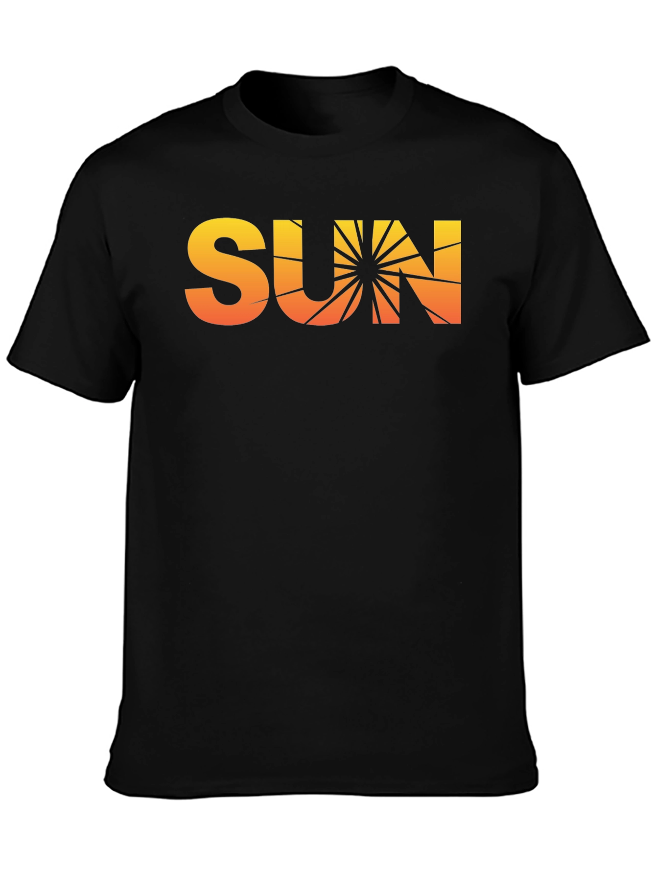 Sunset Graphic Tee - Retro Vibe Black Cotton T-Shirt