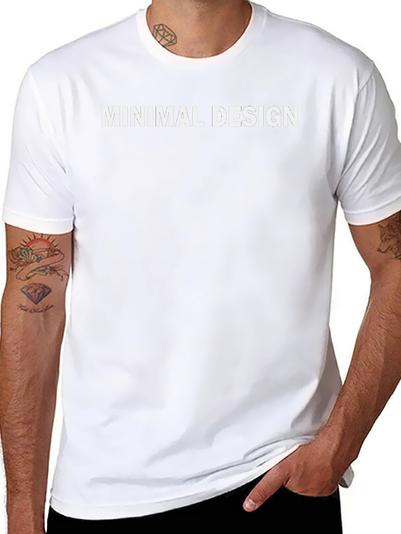 Minimal Design Black Cotton Crew Neck T-Shirt