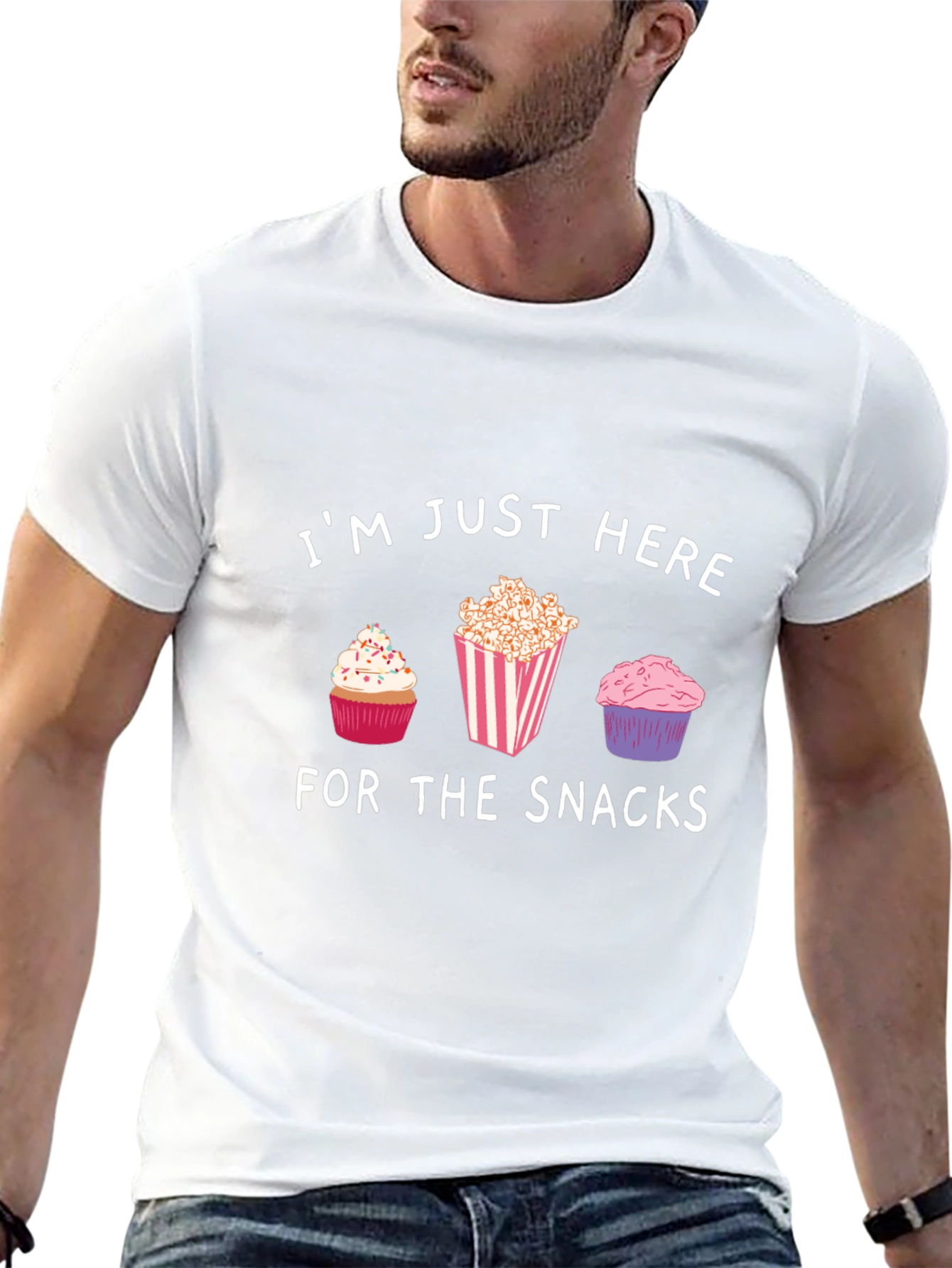 Snacks T-Shirt: Cupcakes & Popcorn