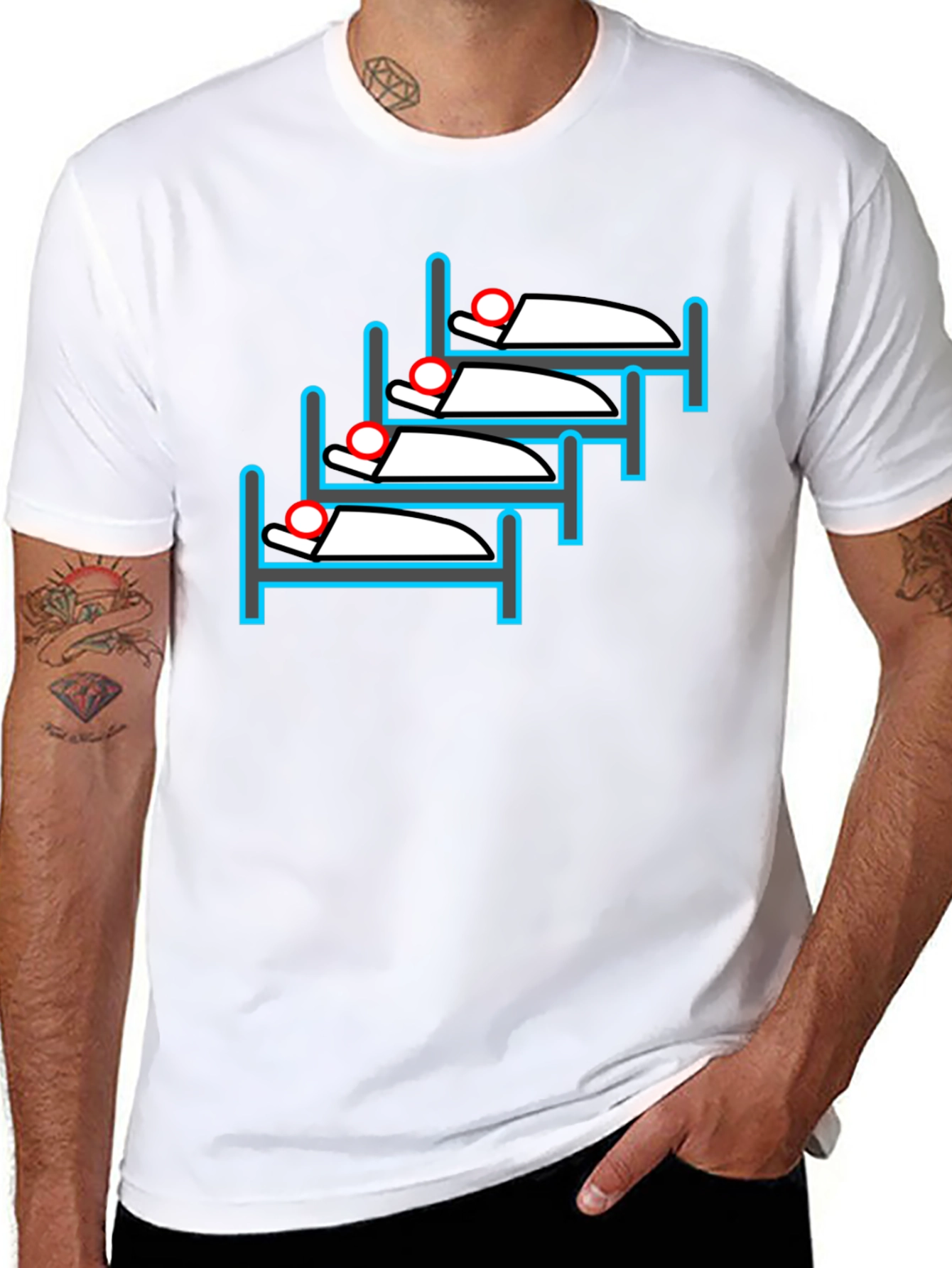 Sleepy Stack T-Shirt - Quirky Bed Design