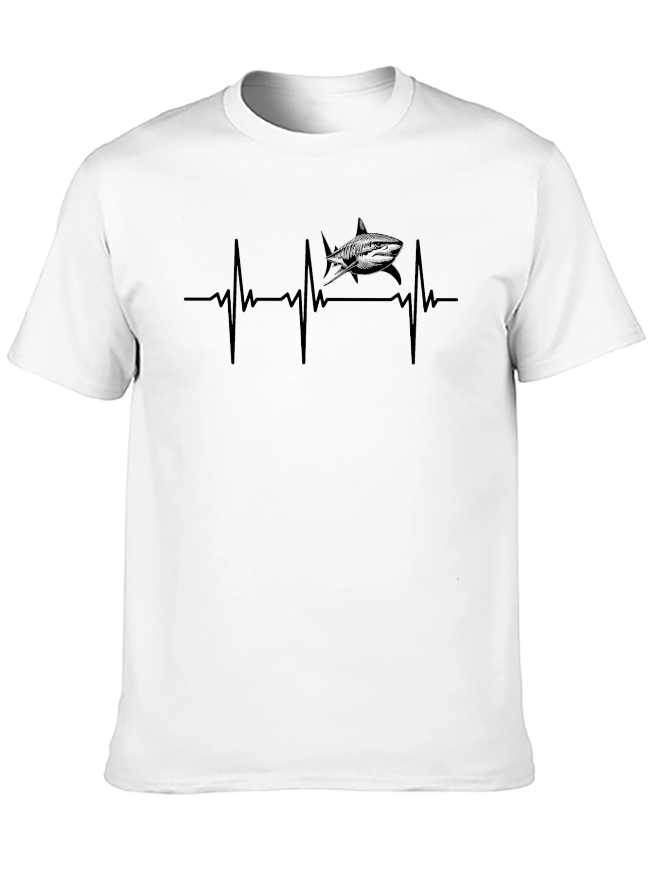 Shark Heartbeat Graphic T-Shirt - Black