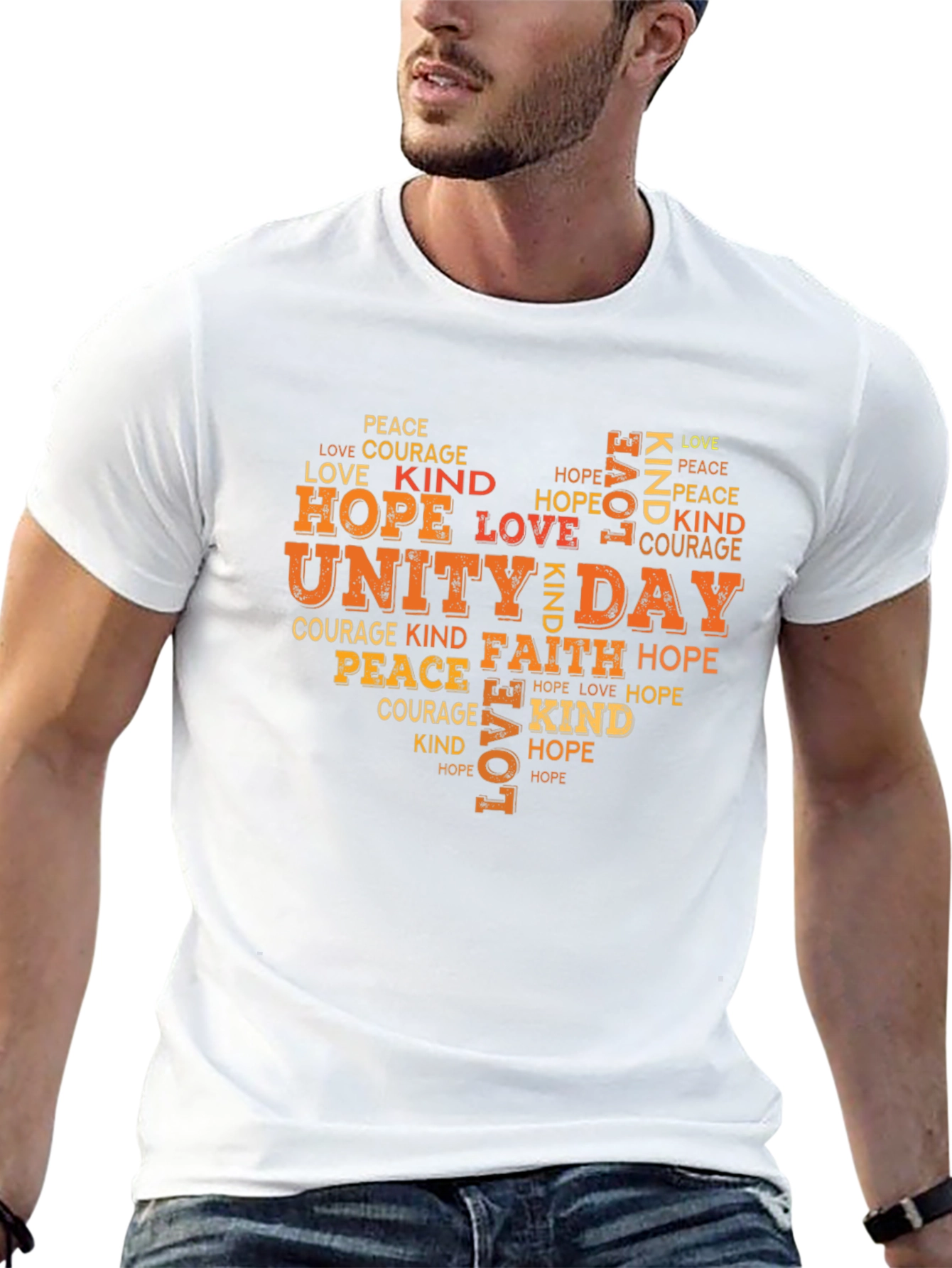 Unity Day Heart Word Art Black T-Shirt