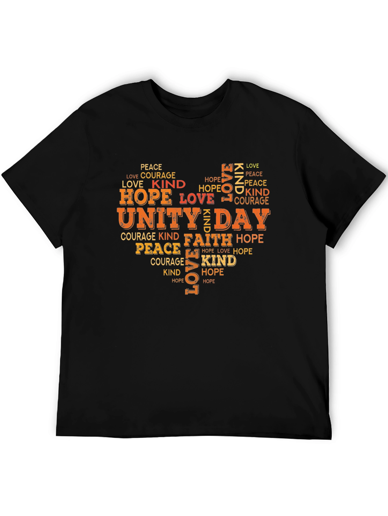 Unity Day Heart Word Art Black T-Shirt