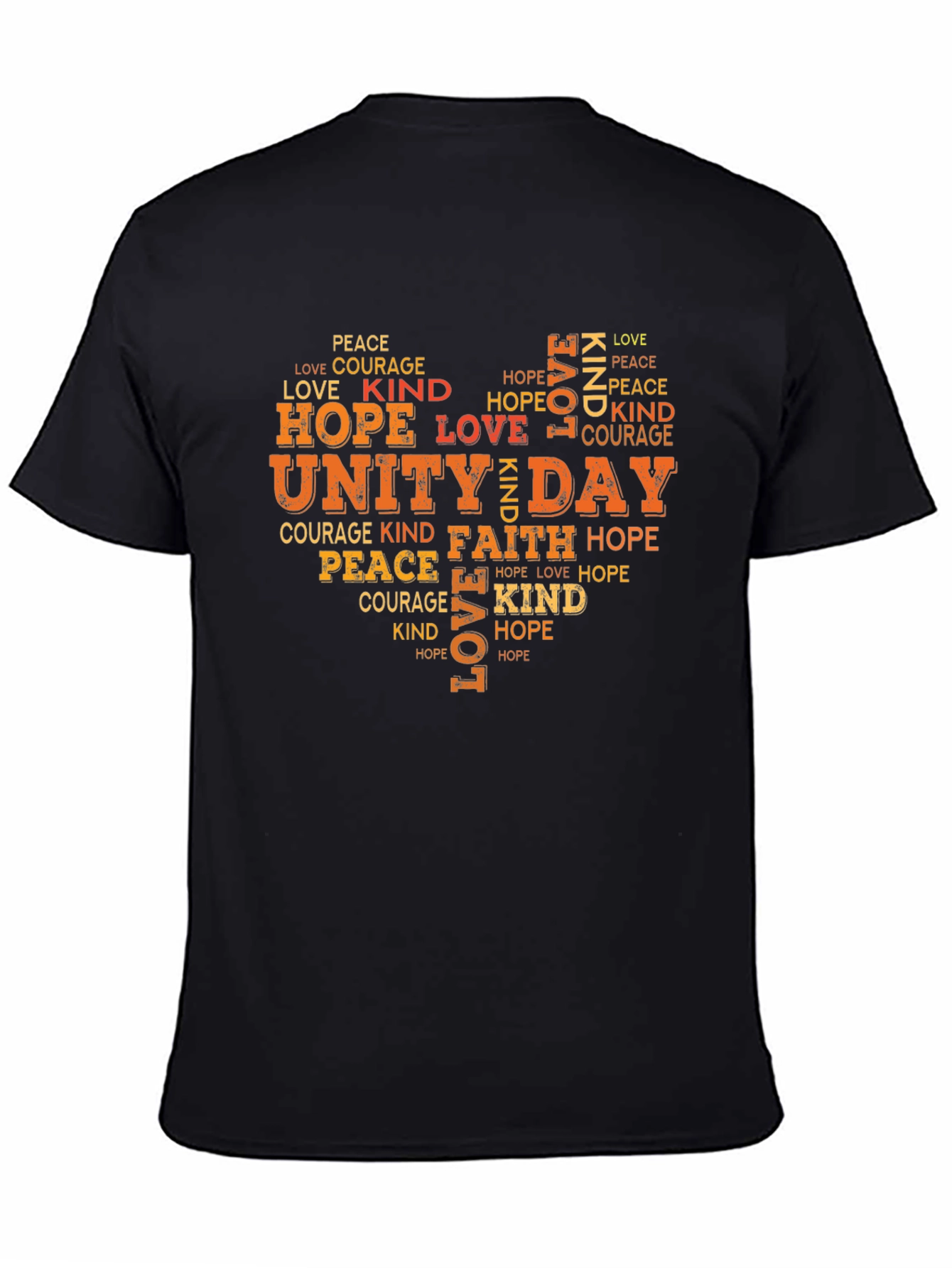 Unity Day Heart Word Art Black T-Shirt