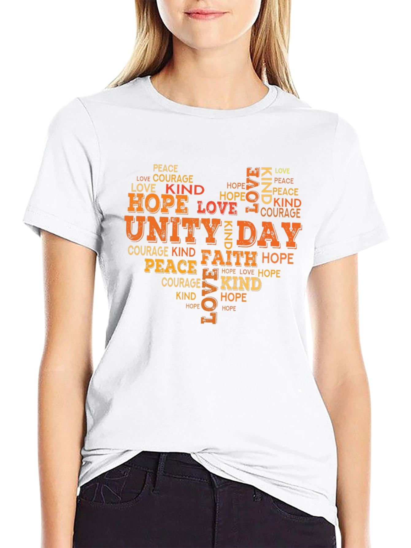 Unity Day Heart Word Art Black T-Shirt