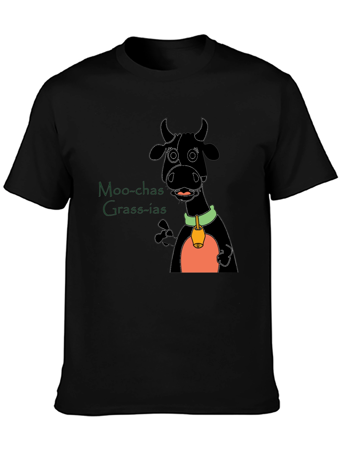 Moo-chas Grass-ias Cartoon Cow Graphic Tee