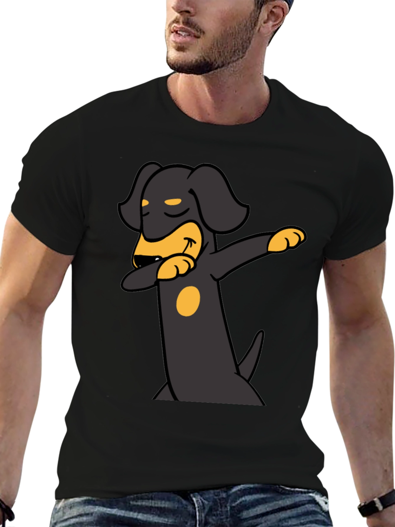Dabbing Dachshund Graphic Tee - Black