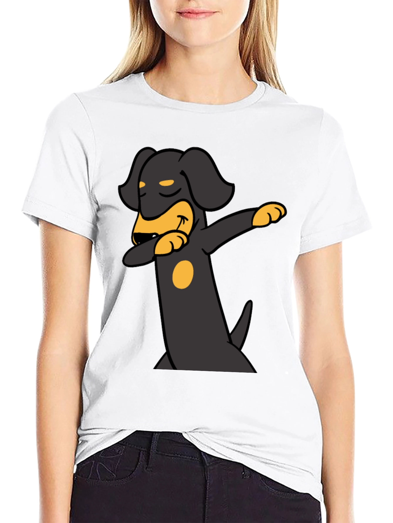 Dabbing Dachshund Graphic Tee - Black