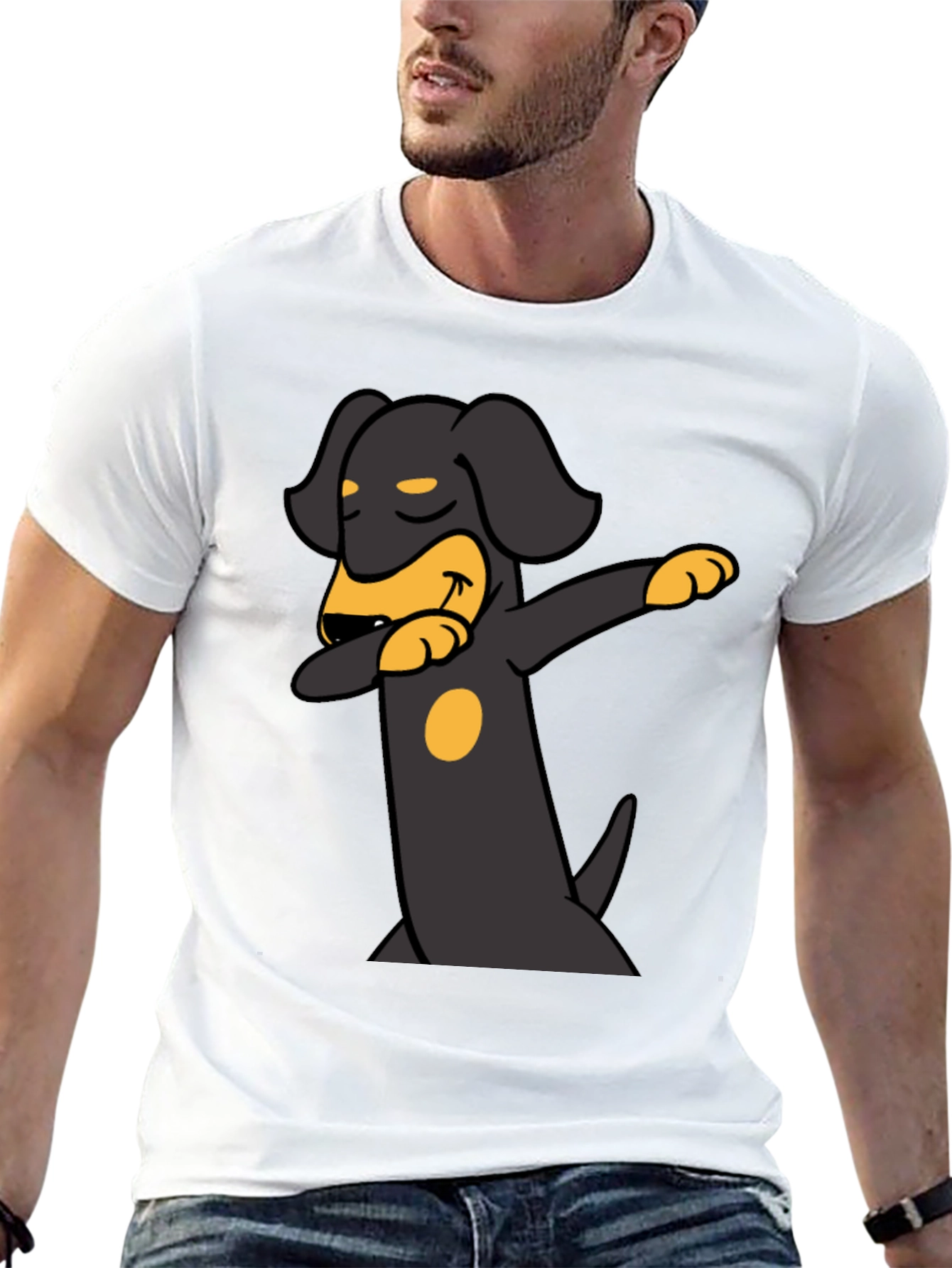 Dabbing Dachshund Graphic Tee - Black