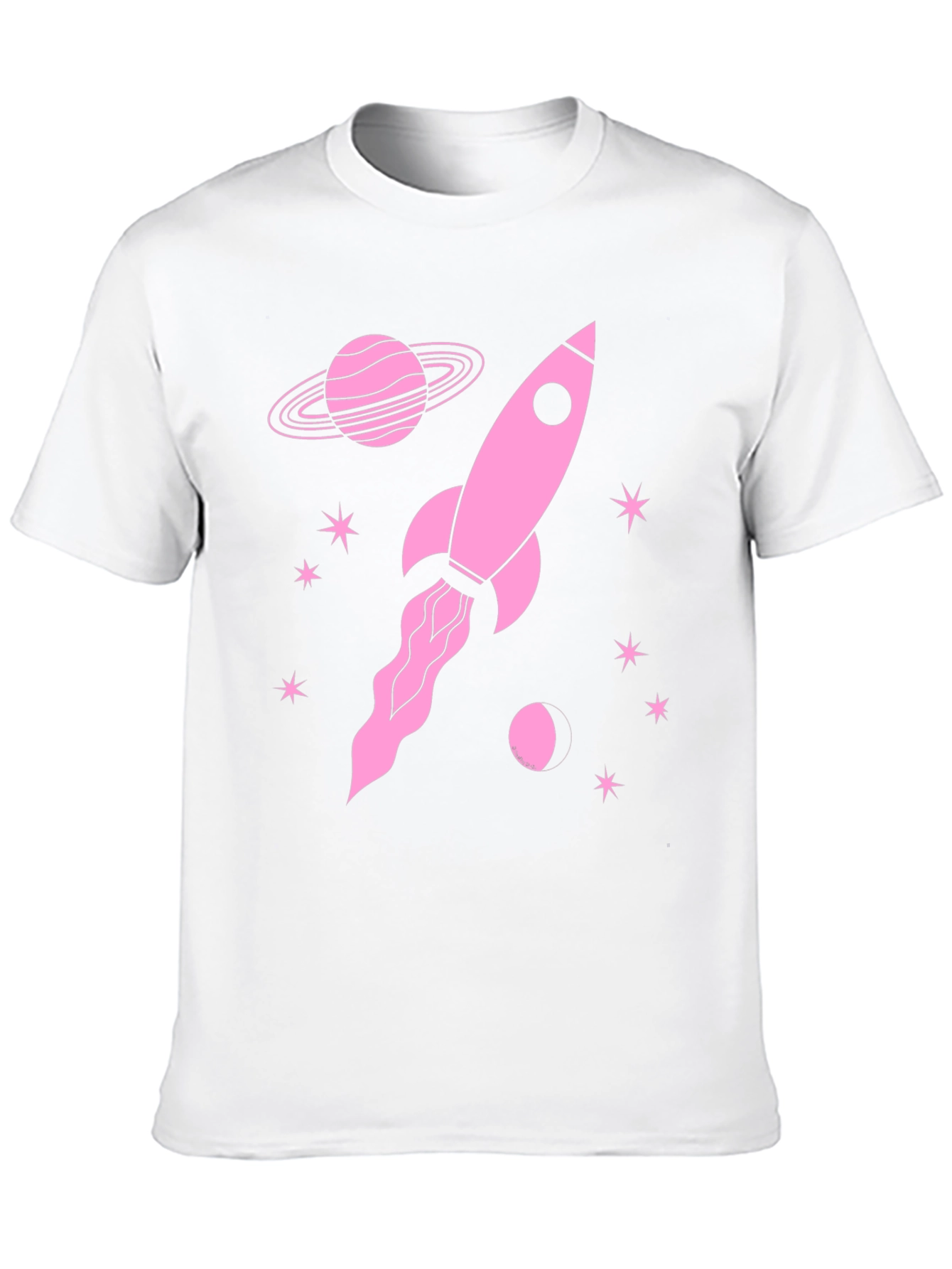 Rocket in Space Graphic Tee - Black Cotton