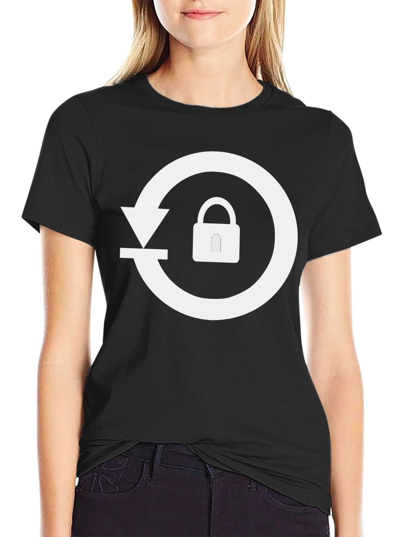 Privacy Protection T-Shirt: Modern Lock Graphic