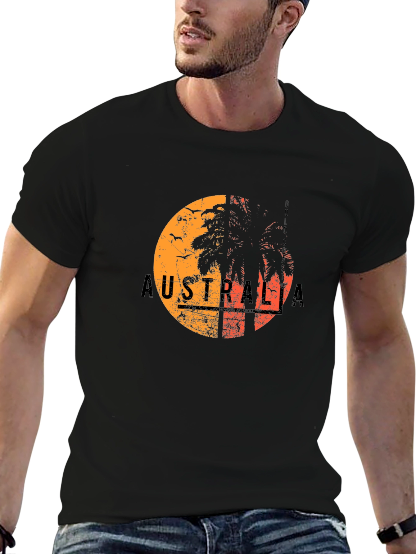 Australia Gold Coast Graphic Tee - Black T-Shirt