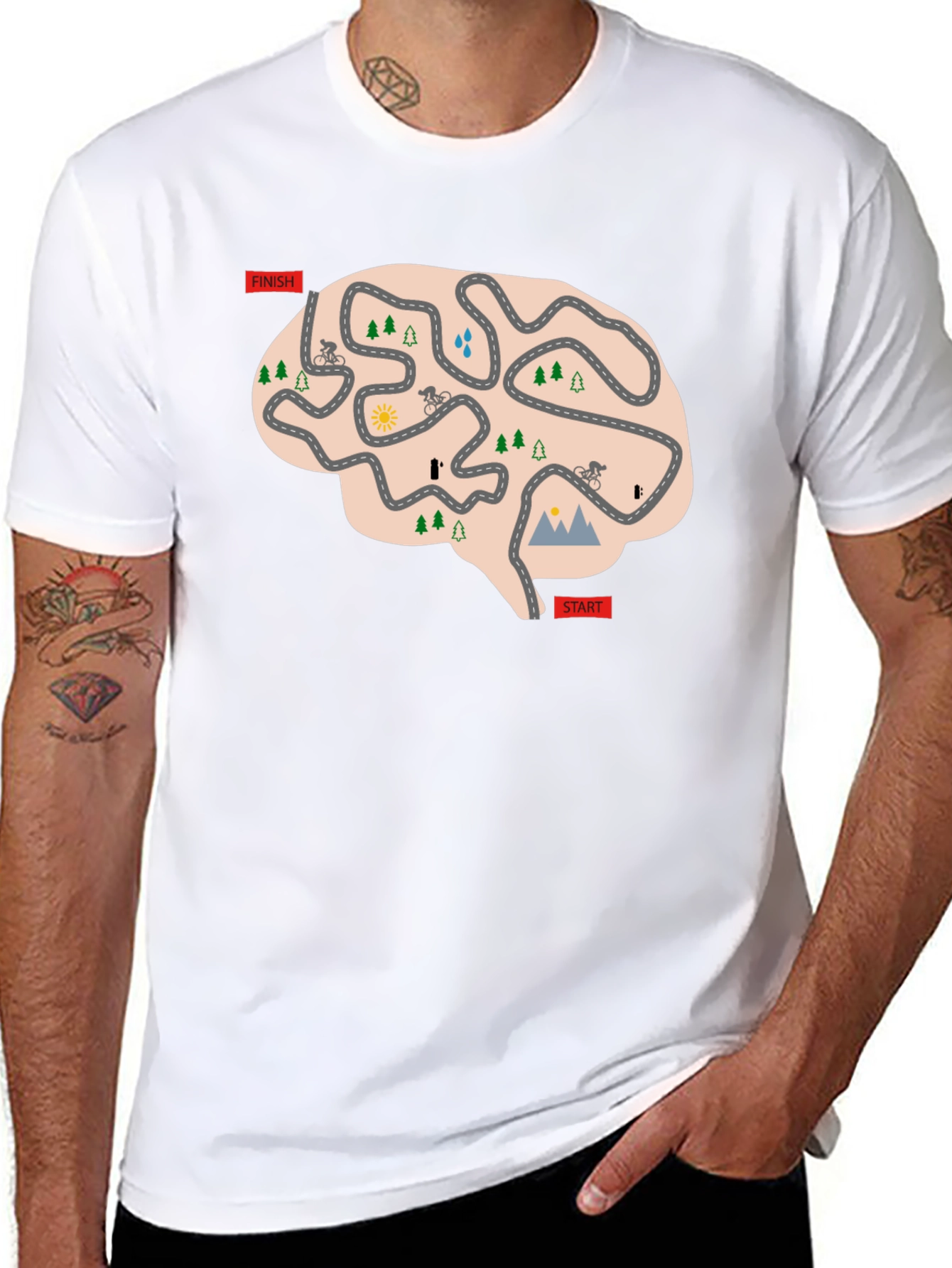 Cycling Brain T-Shirt - Mental Road Map Tee