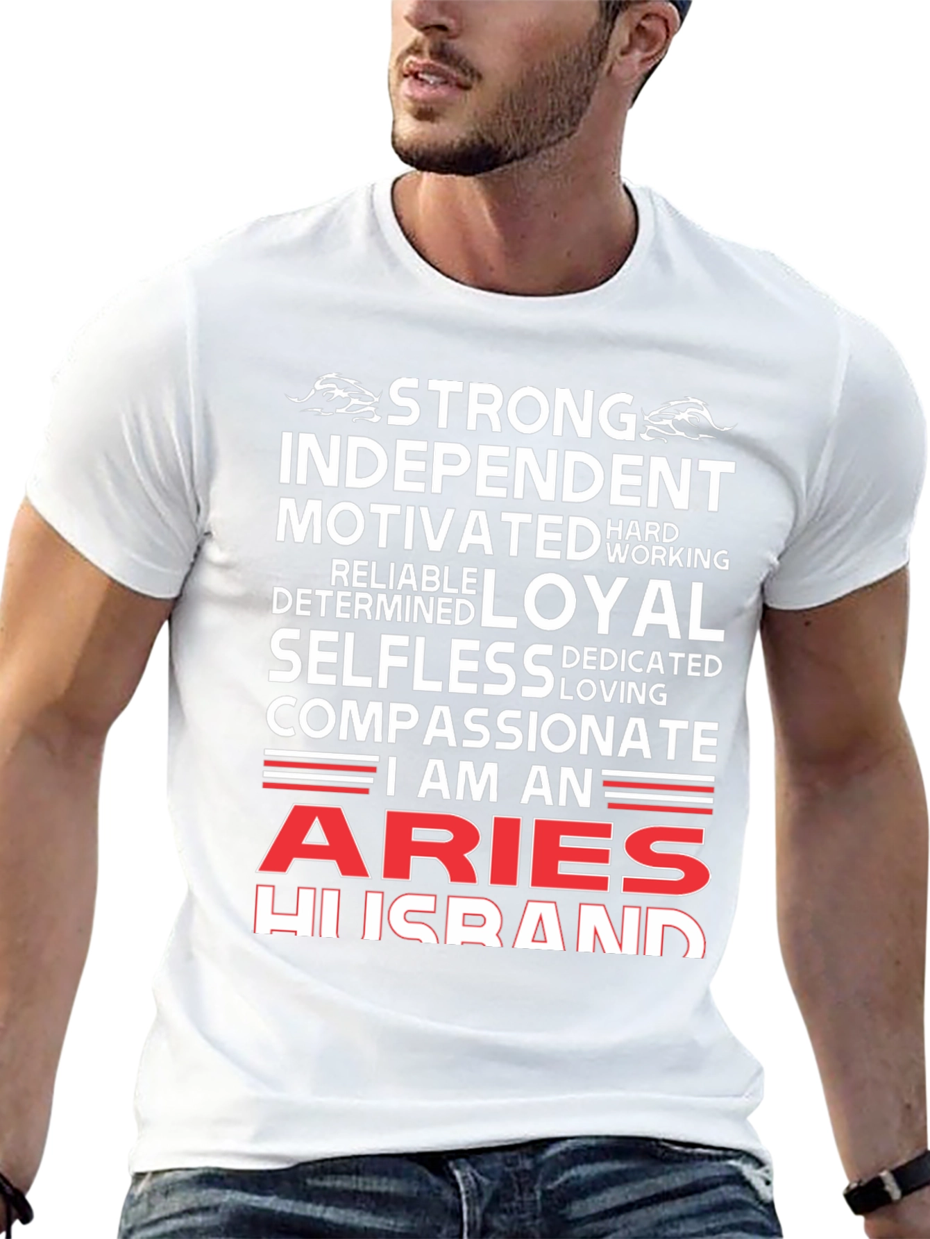 Aries Husband Graphic Tee - Strong Loyal Compassionate