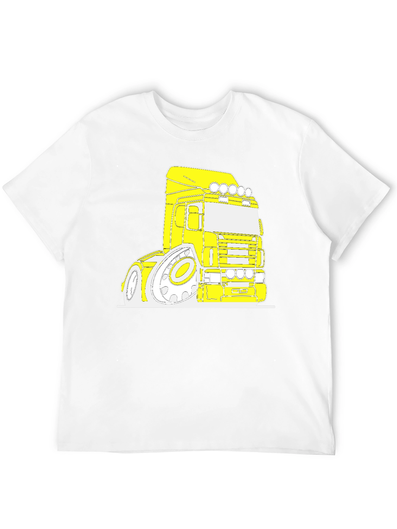 Cartoon Truck Graphic Tee - Black Cotton T-Shirt