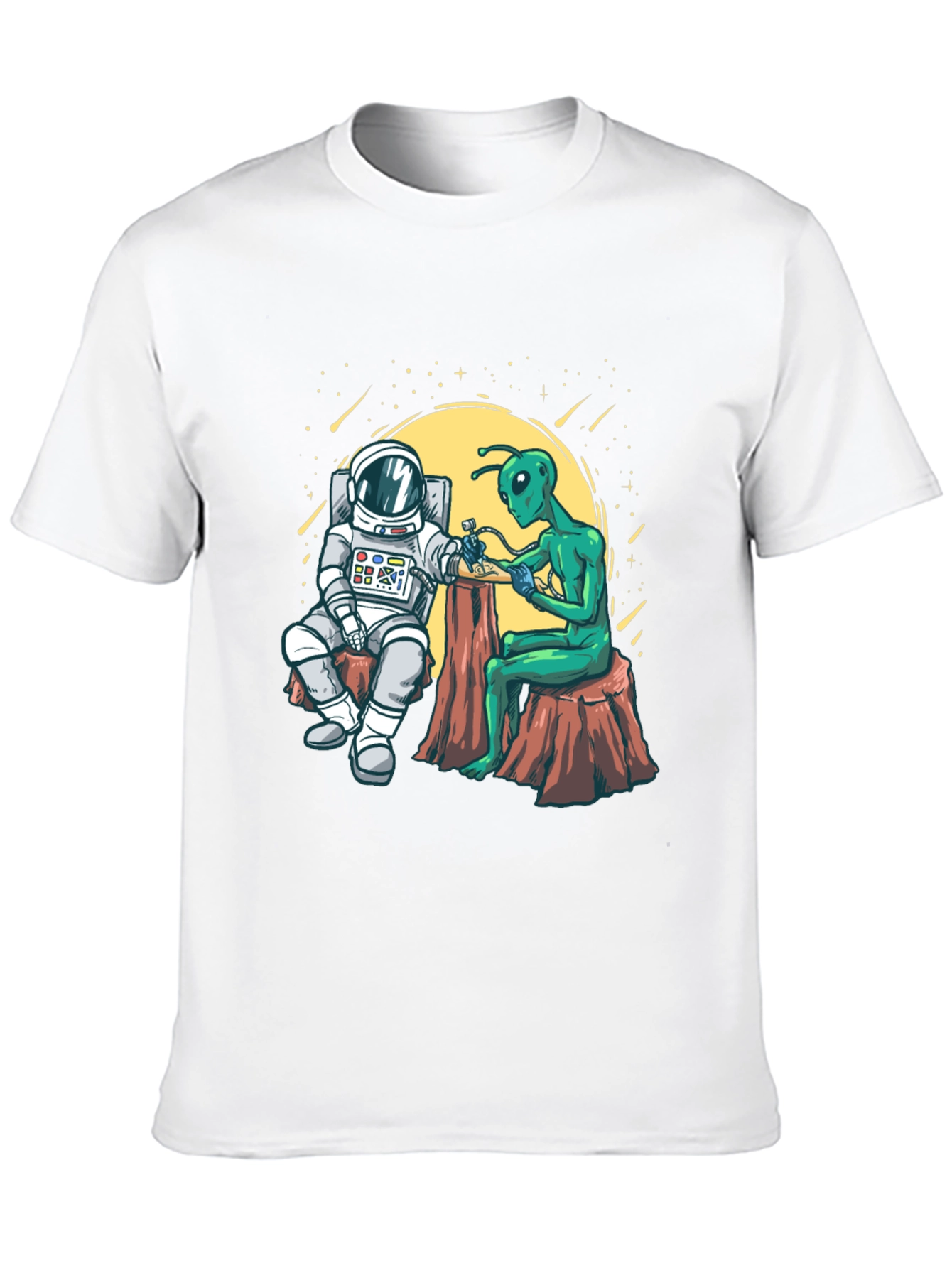 Astronaut & Alien Tattoo Graphic T-Shirt