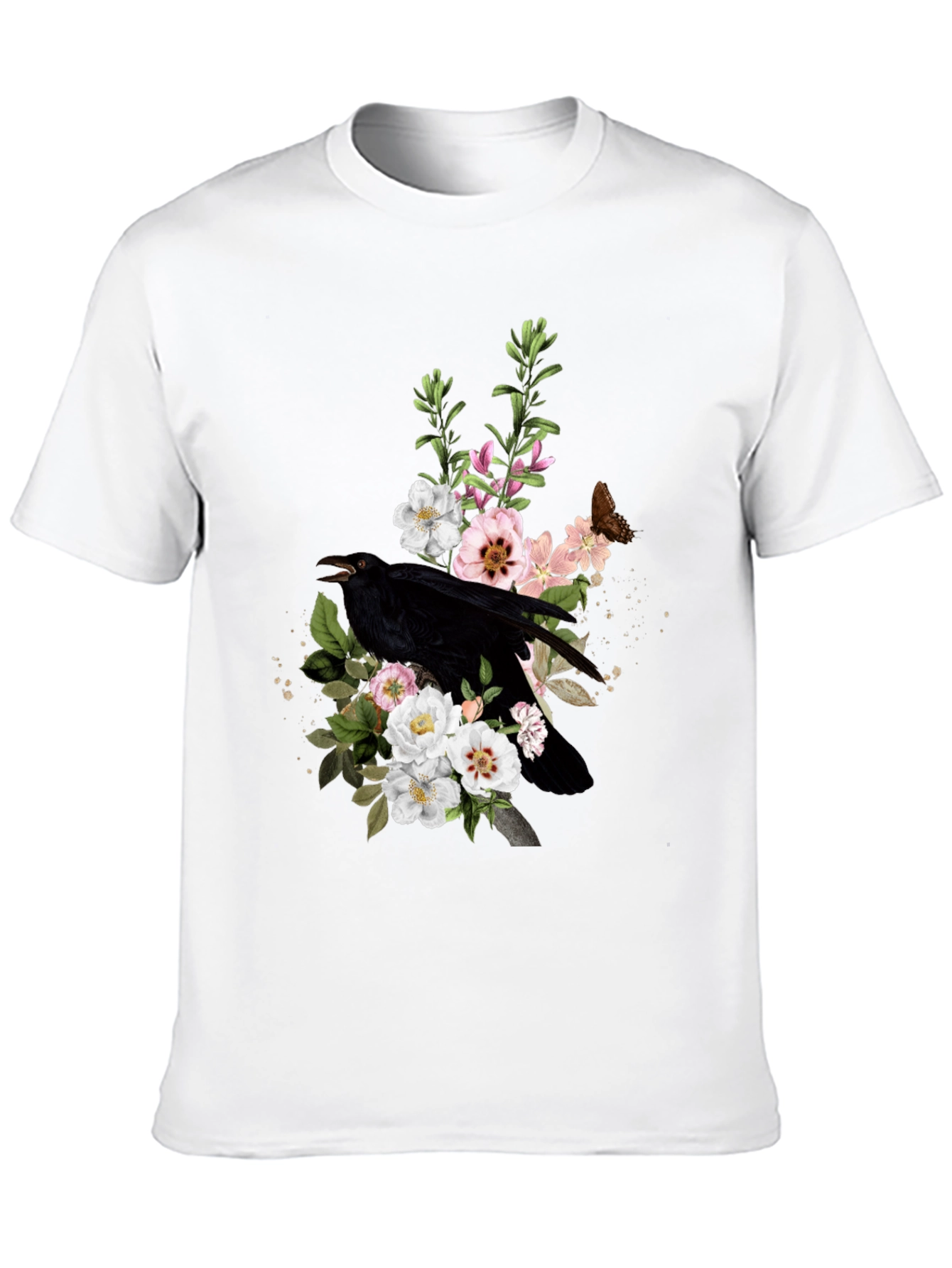Raven & Floral Graphic T-Shirt