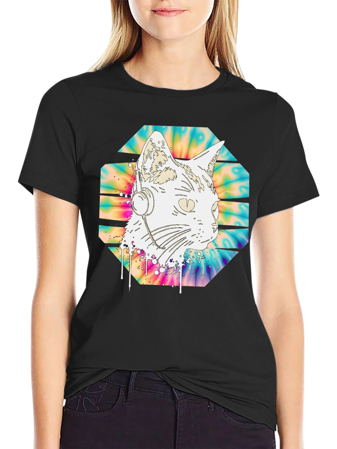 DJ Cat Tie-Dye T-Shirt