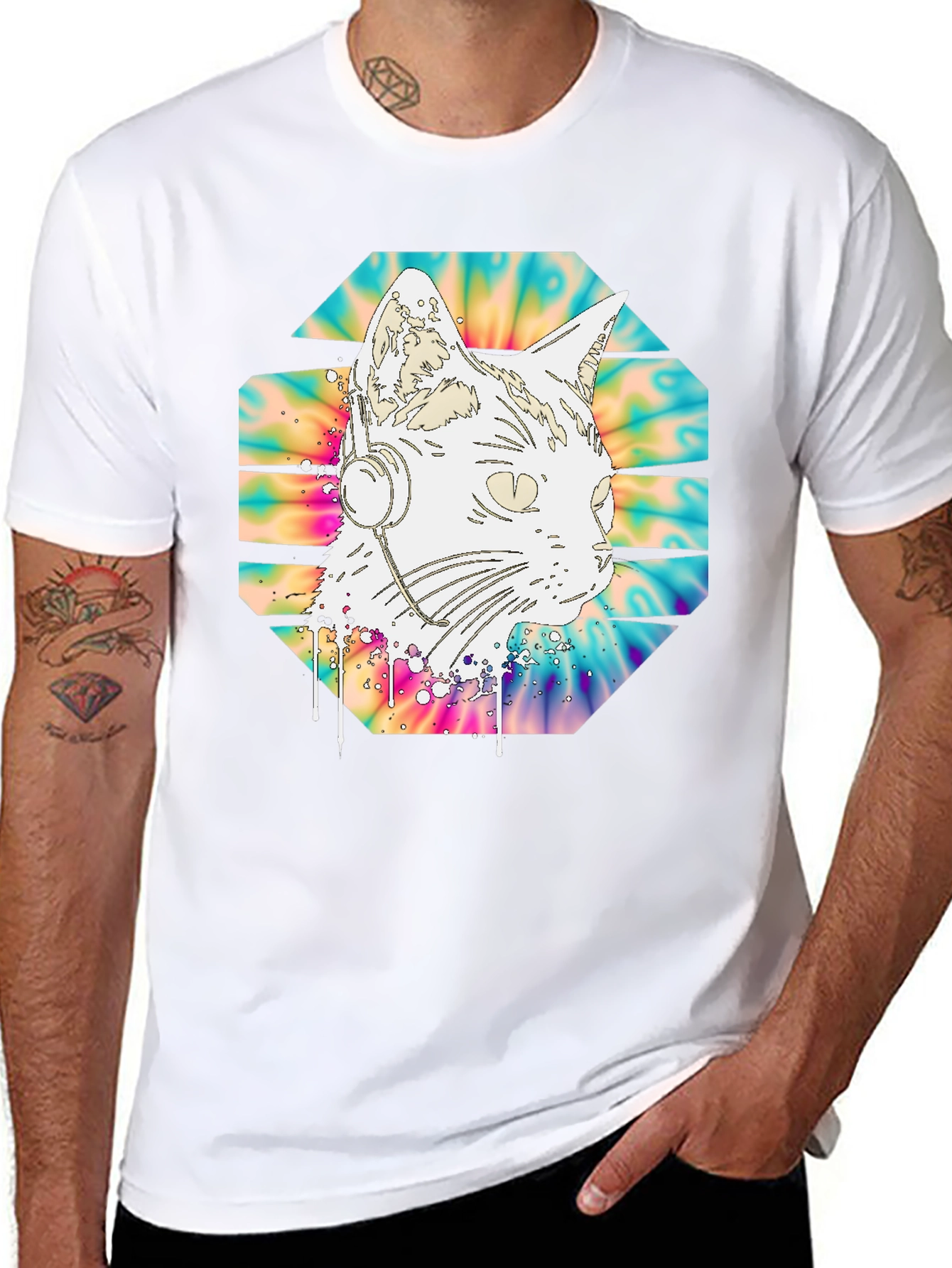 DJ Cat Tie-Dye T-Shirt