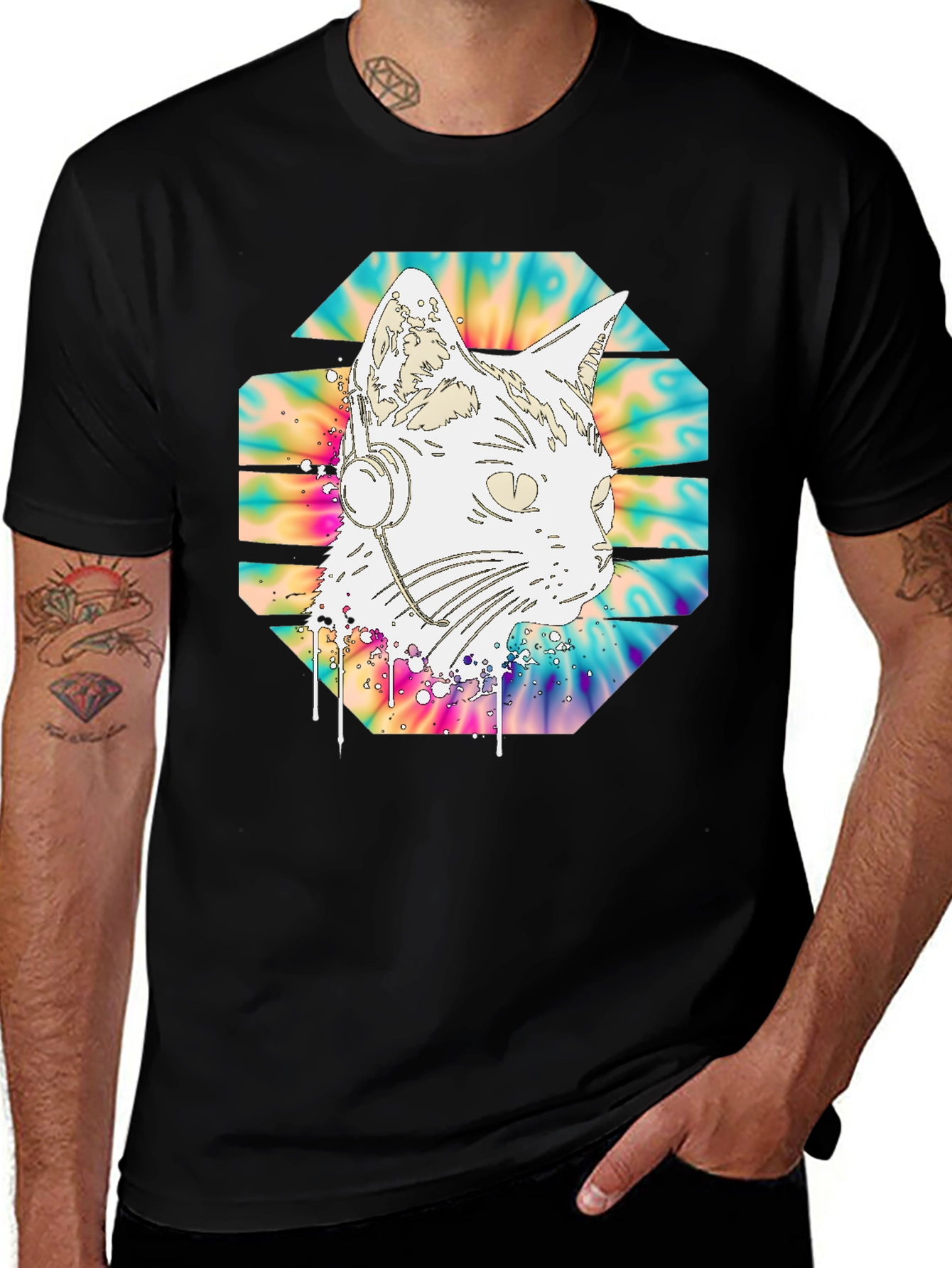 DJ Cat Tie-Dye T-Shirt