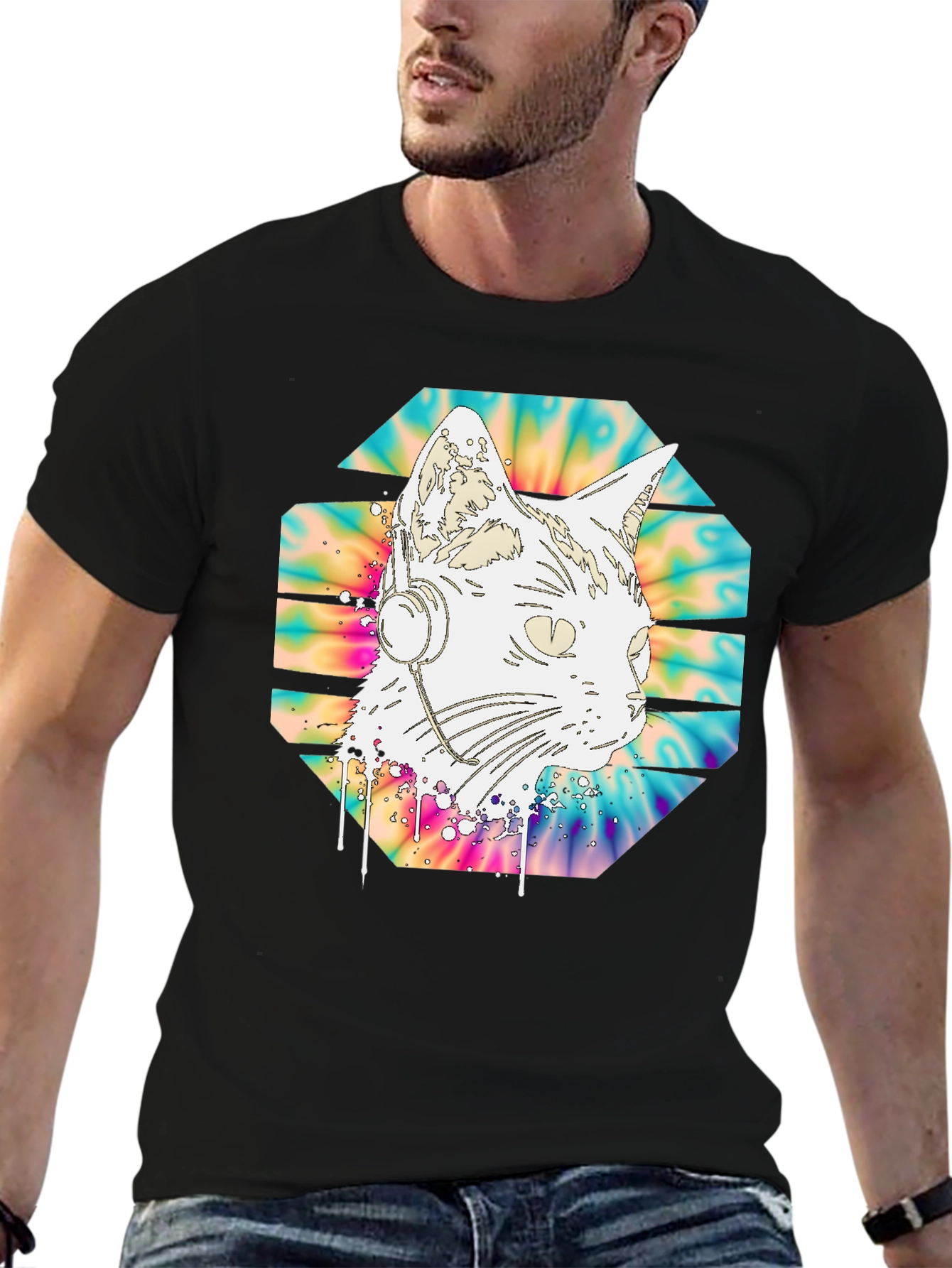 DJ Cat Tie-Dye T-Shirt