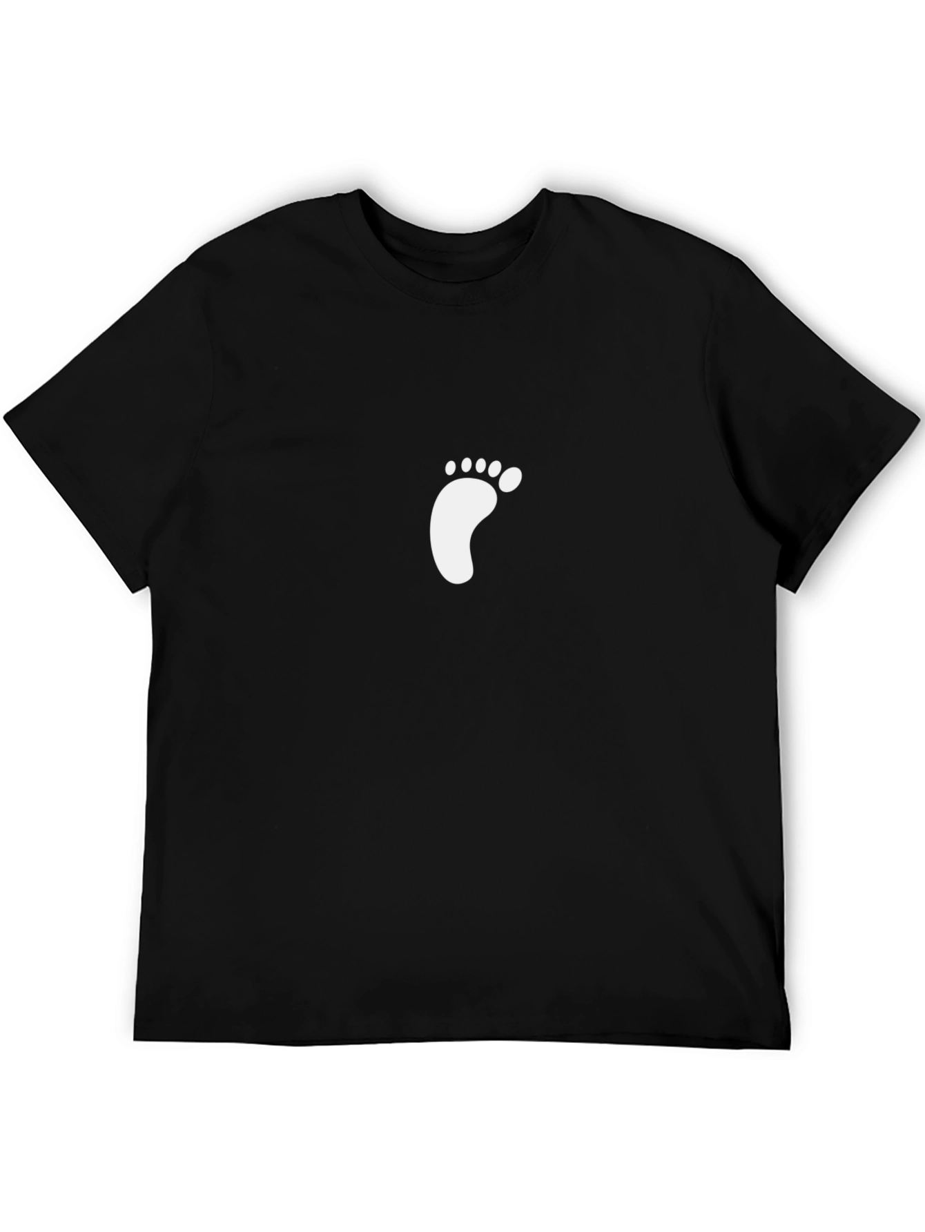 Black T-Shirt with Footprint Design