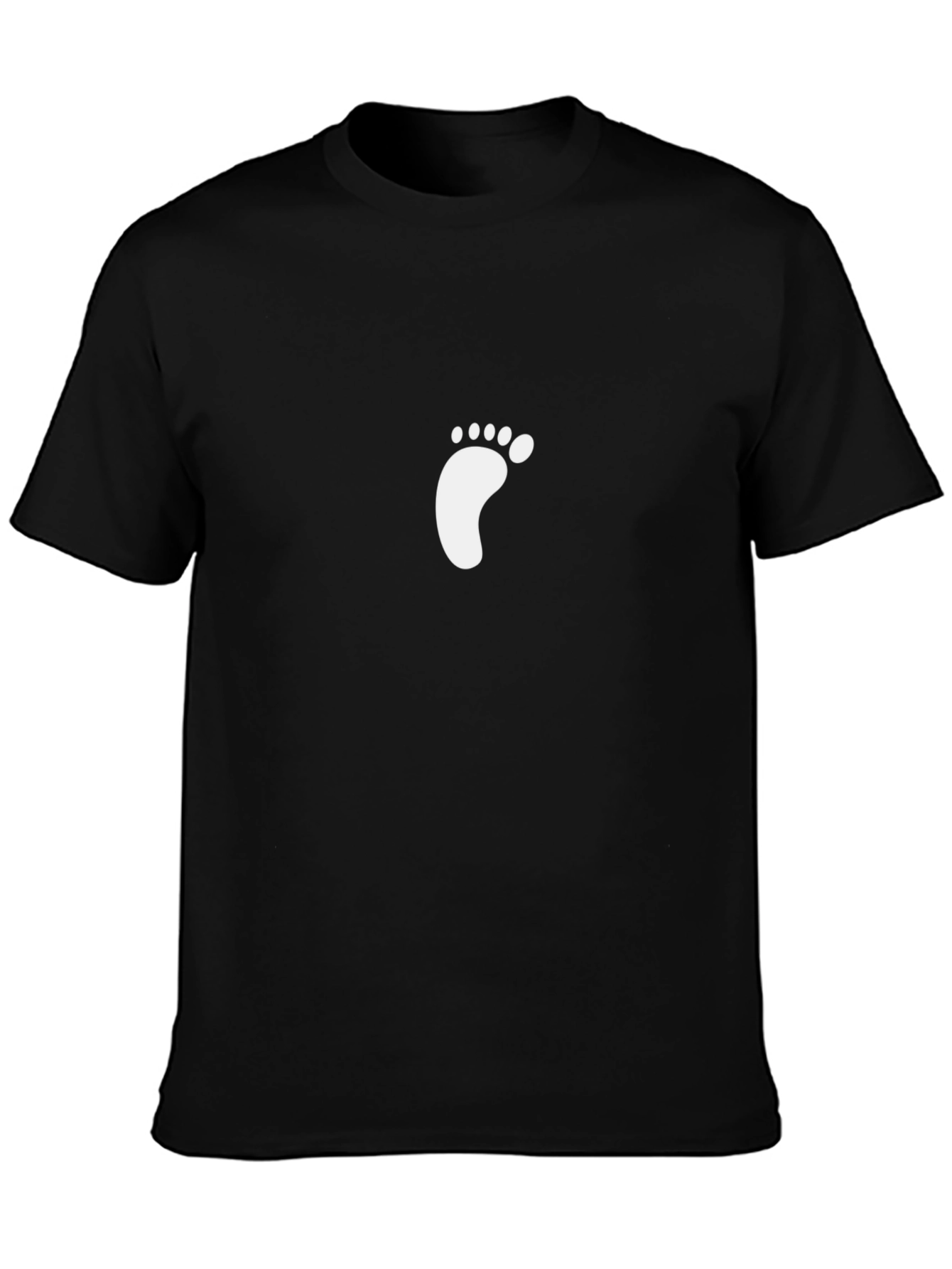 Black T-Shirt with Footprint Design