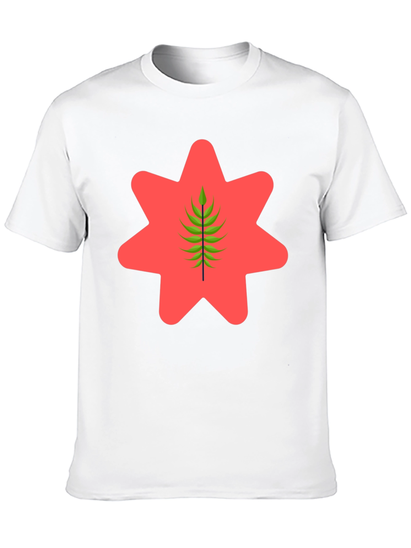 Black Graphic Tee - Red Star & Green Leaf