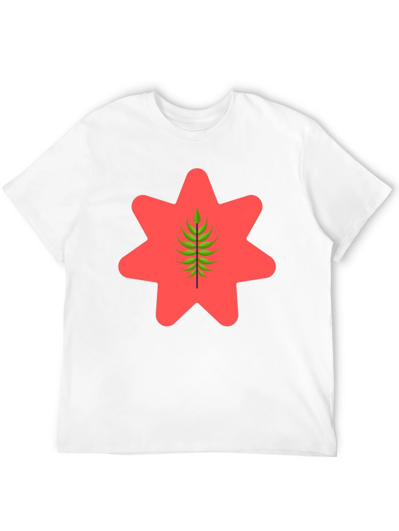 Black Graphic Tee - Red Star & Green Leaf