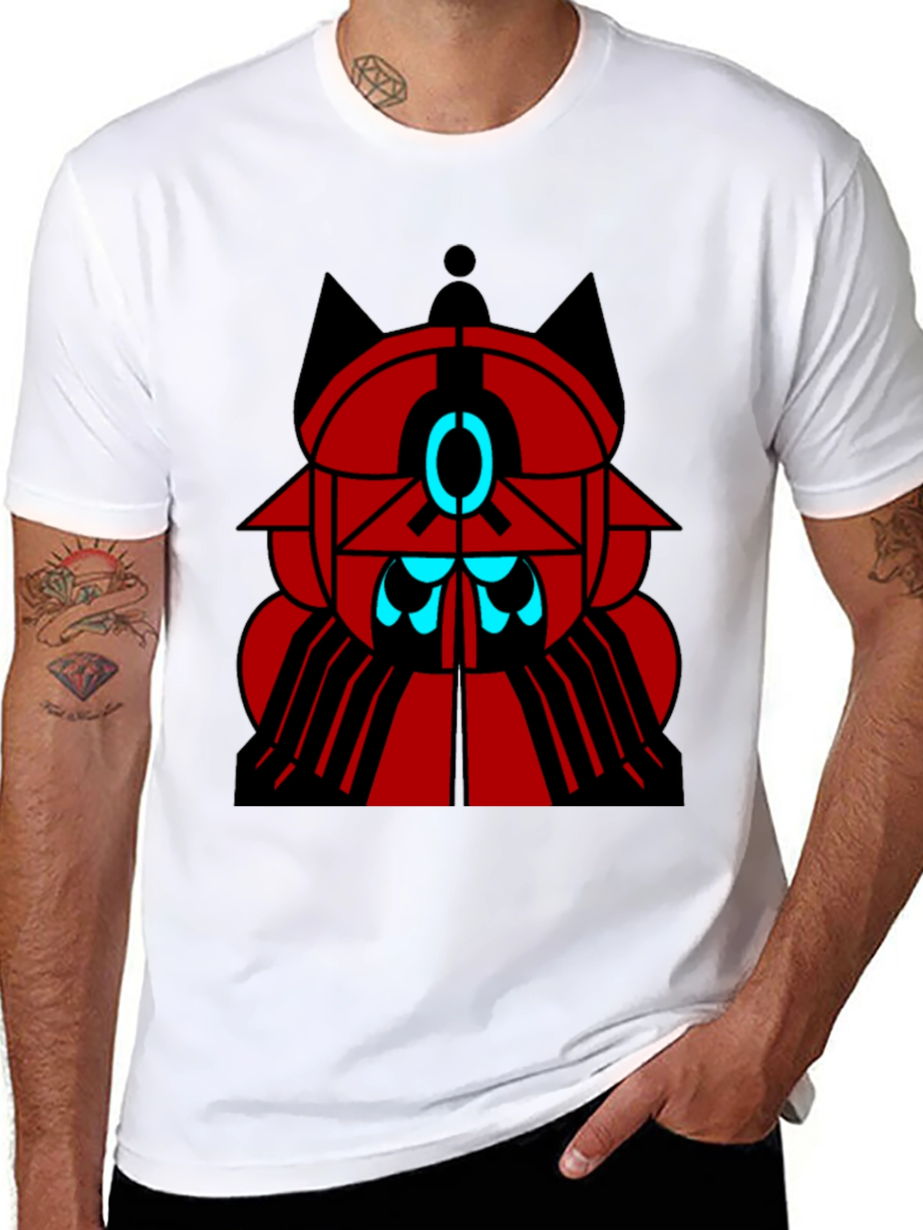 Geometric Design Black T-Shirt