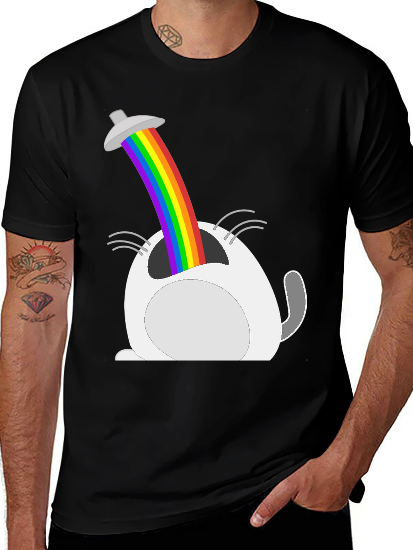 Funny Cat Rainbow UFO T-Shirt