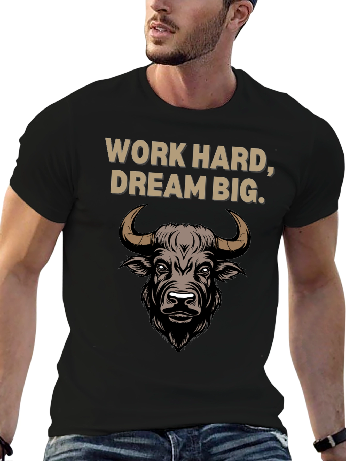 Work Hard Dream Big Bull Graphic Tee