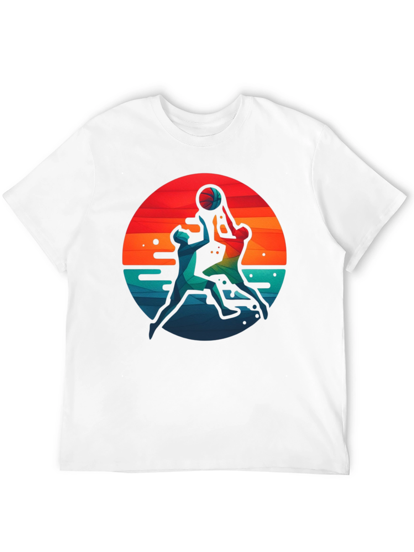 Basketball Graphic Tee - Retro Sunset Design