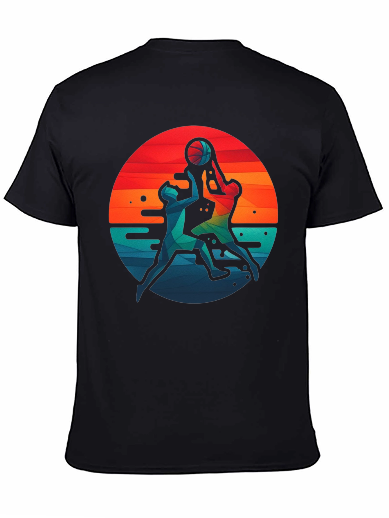 Basketball Graphic Tee - Retro Sunset Design