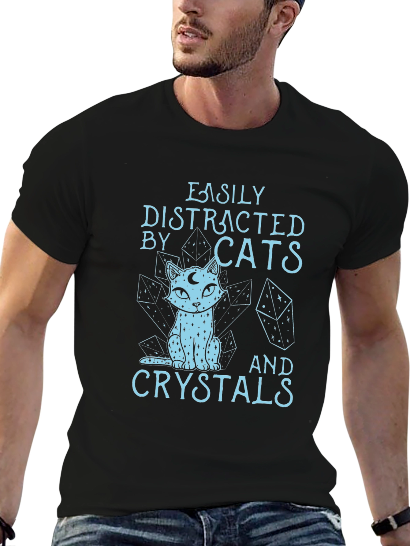 Easily Distracted by Cats & Crystals T-Shirt