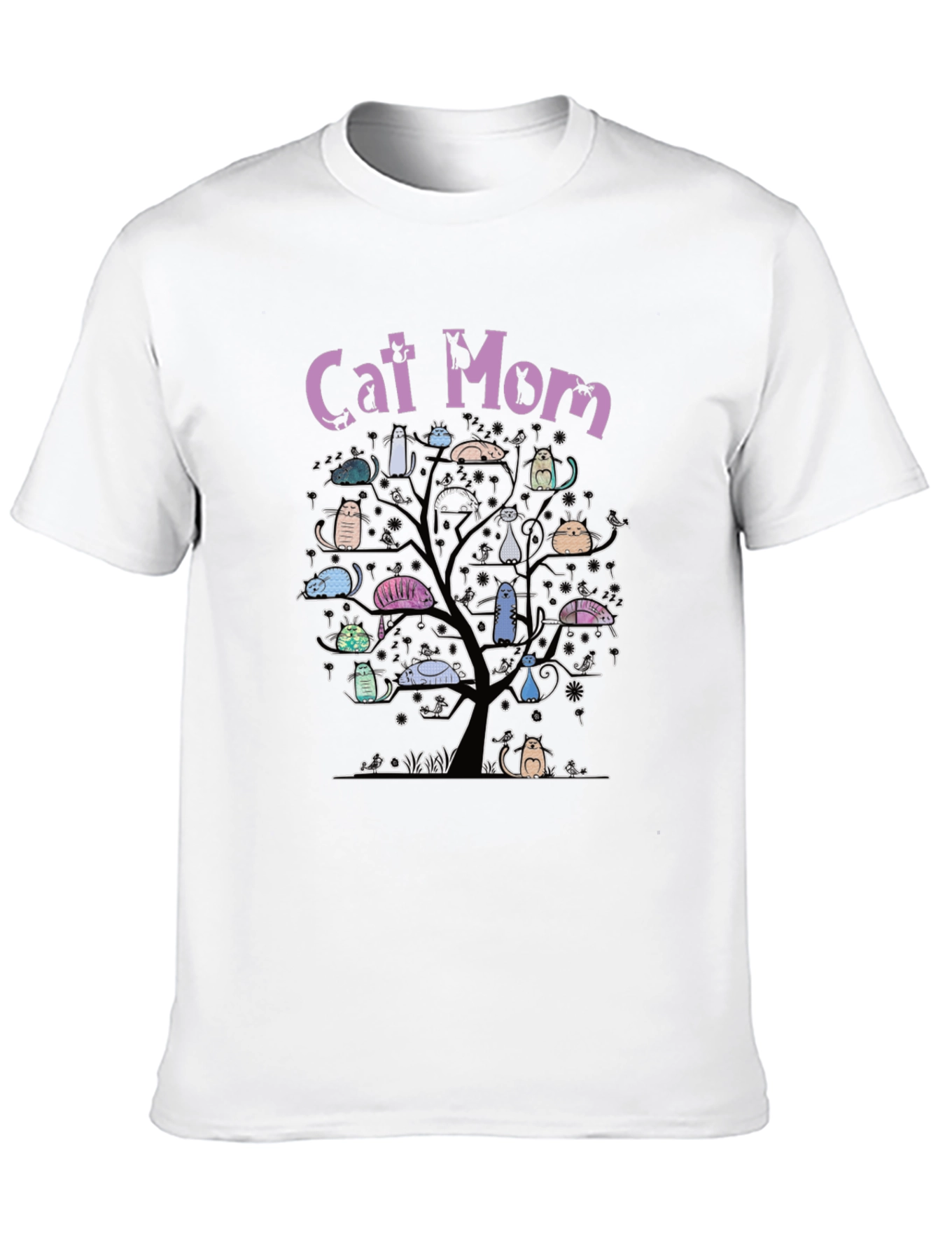 Cat Mom Tree T-Shirt - Whimsical Cat Lover Tee
