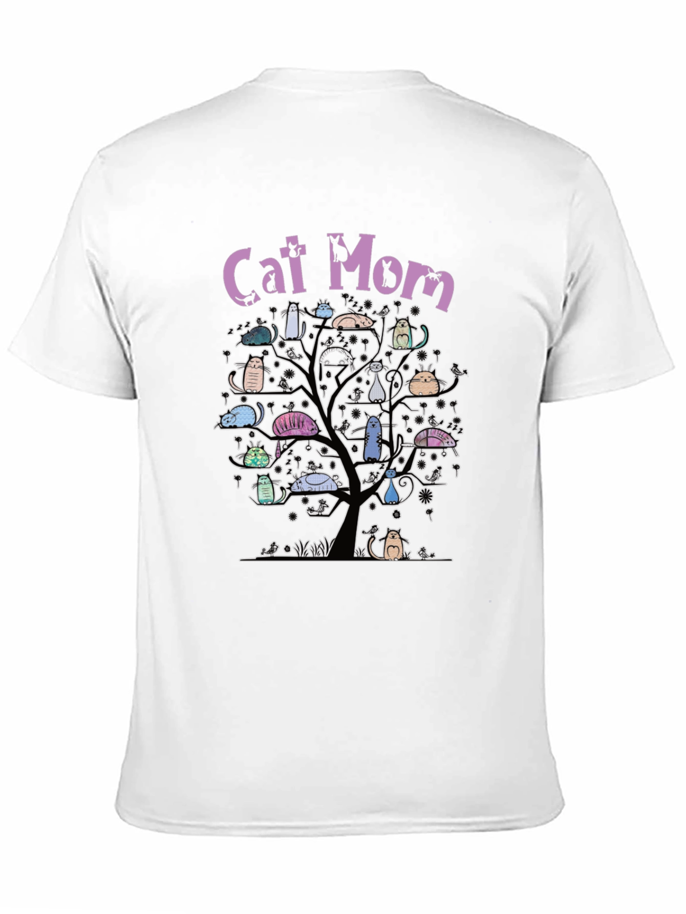 Cat Mom Tree T-Shirt - Whimsical Cat Lover Tee