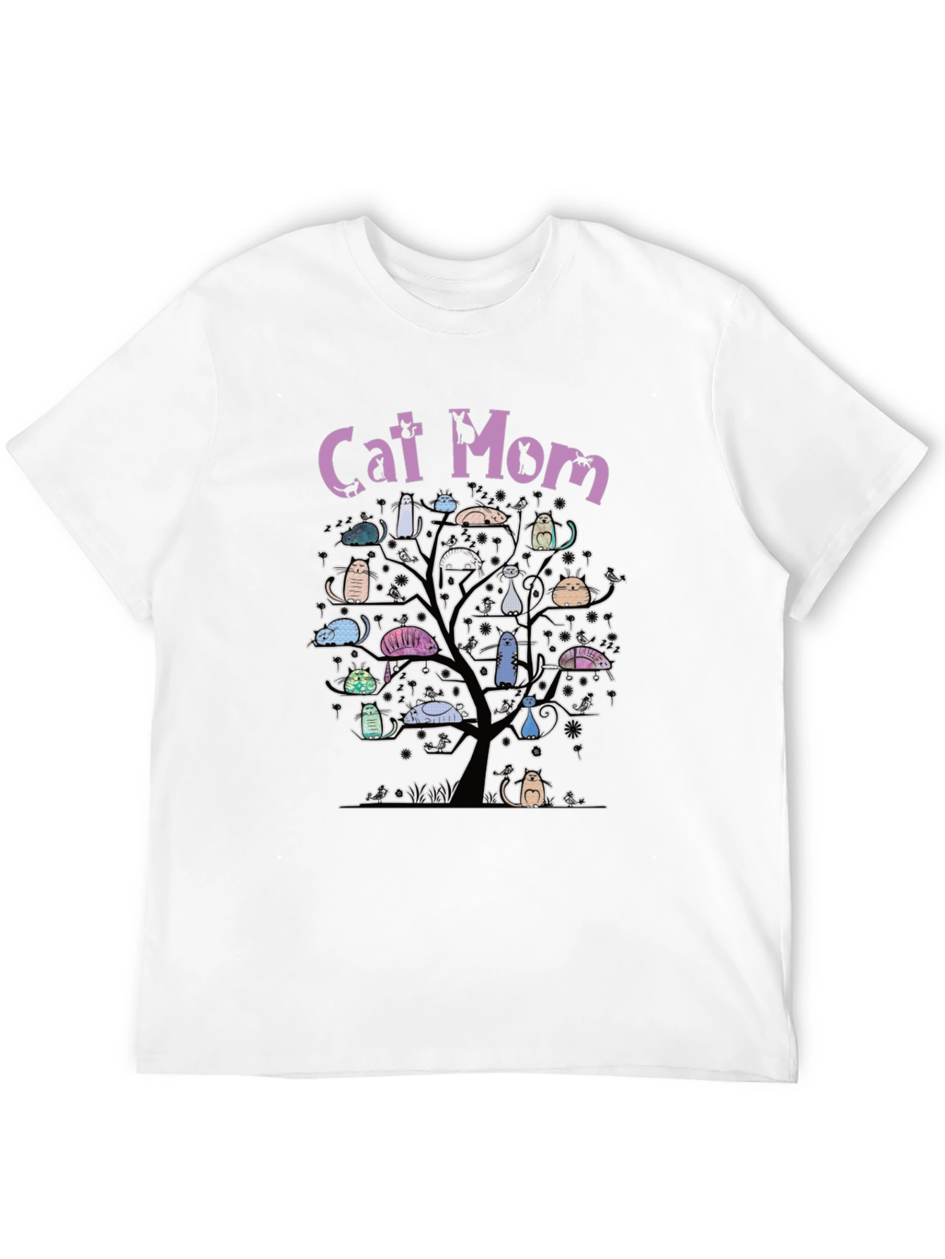 Cat Mom Tree T-Shirt - Whimsical Cat Lover Tee