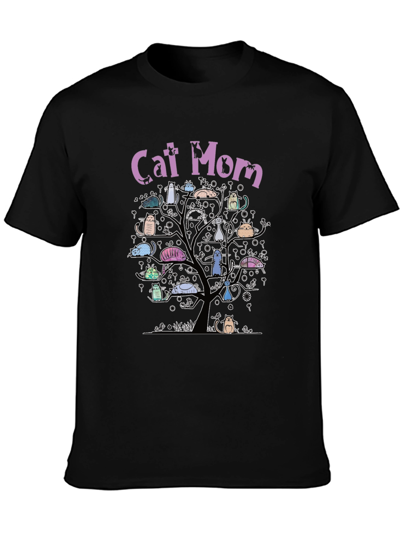 Cat Mom Tree T-Shirt - Whimsical Cat Lover Tee