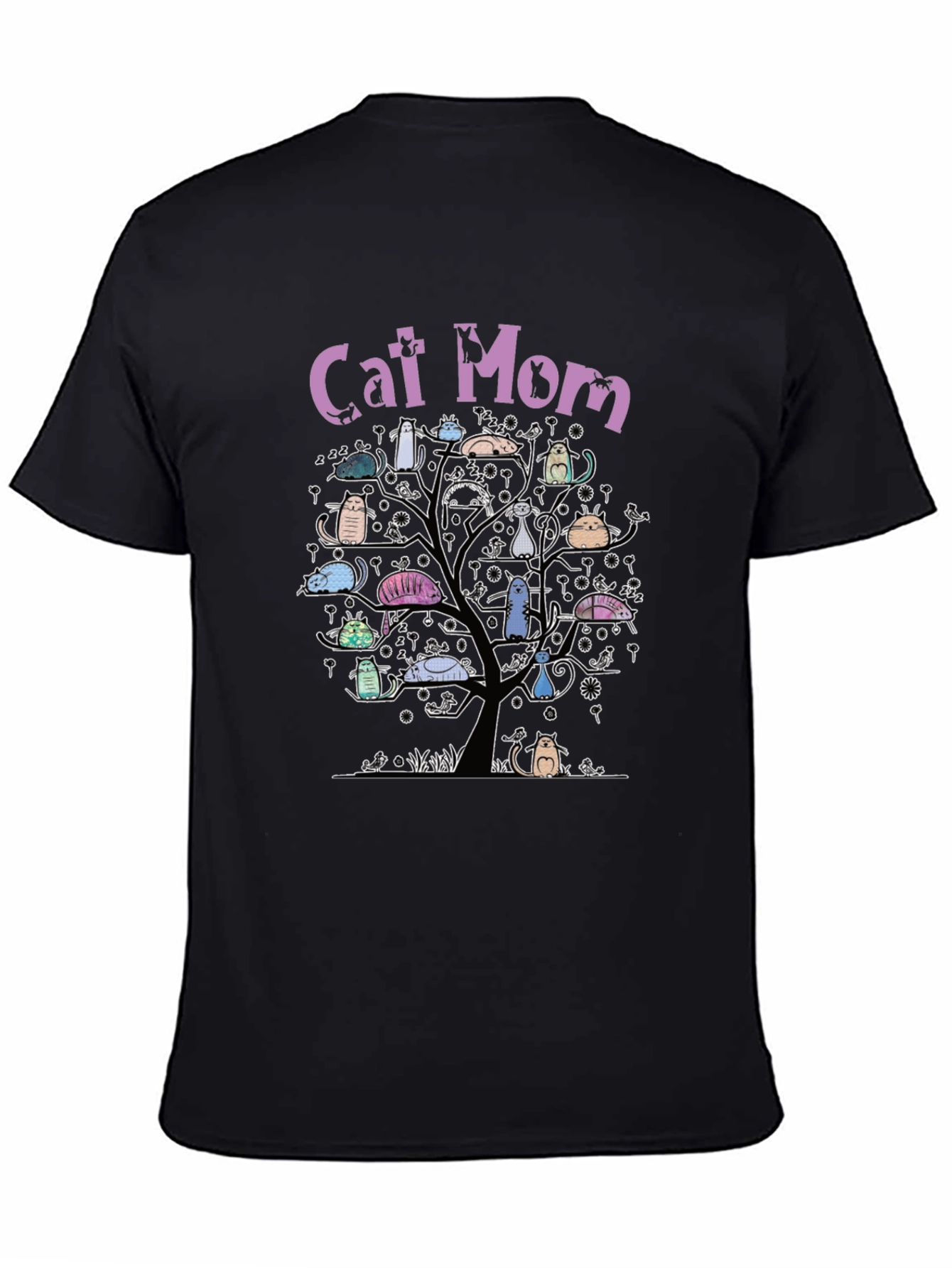 Cat Mom Tree T-Shirt - Whimsical Cat Lover Tee