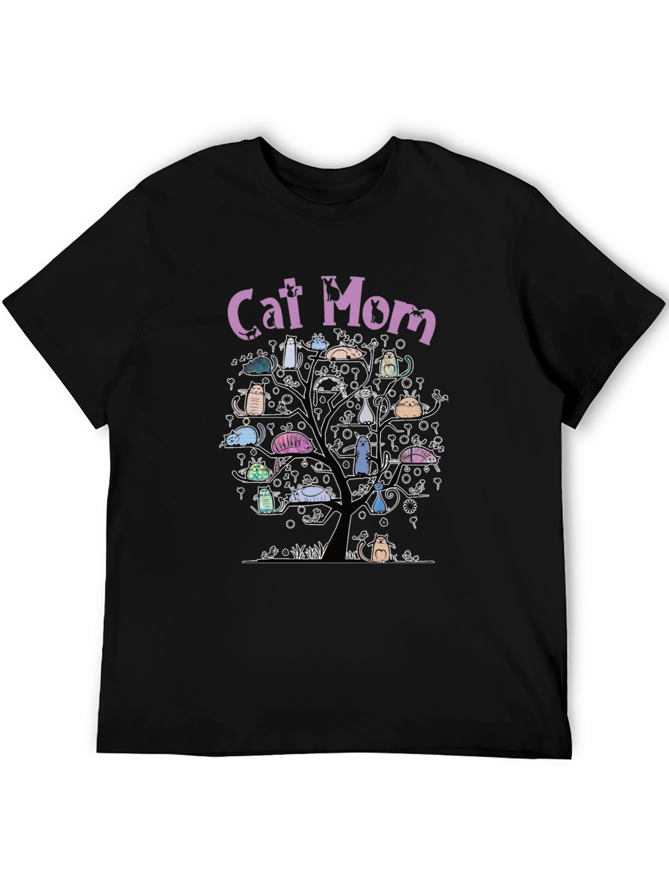 Cat Mom Tree T-Shirt - Whimsical Cat Lover Tee