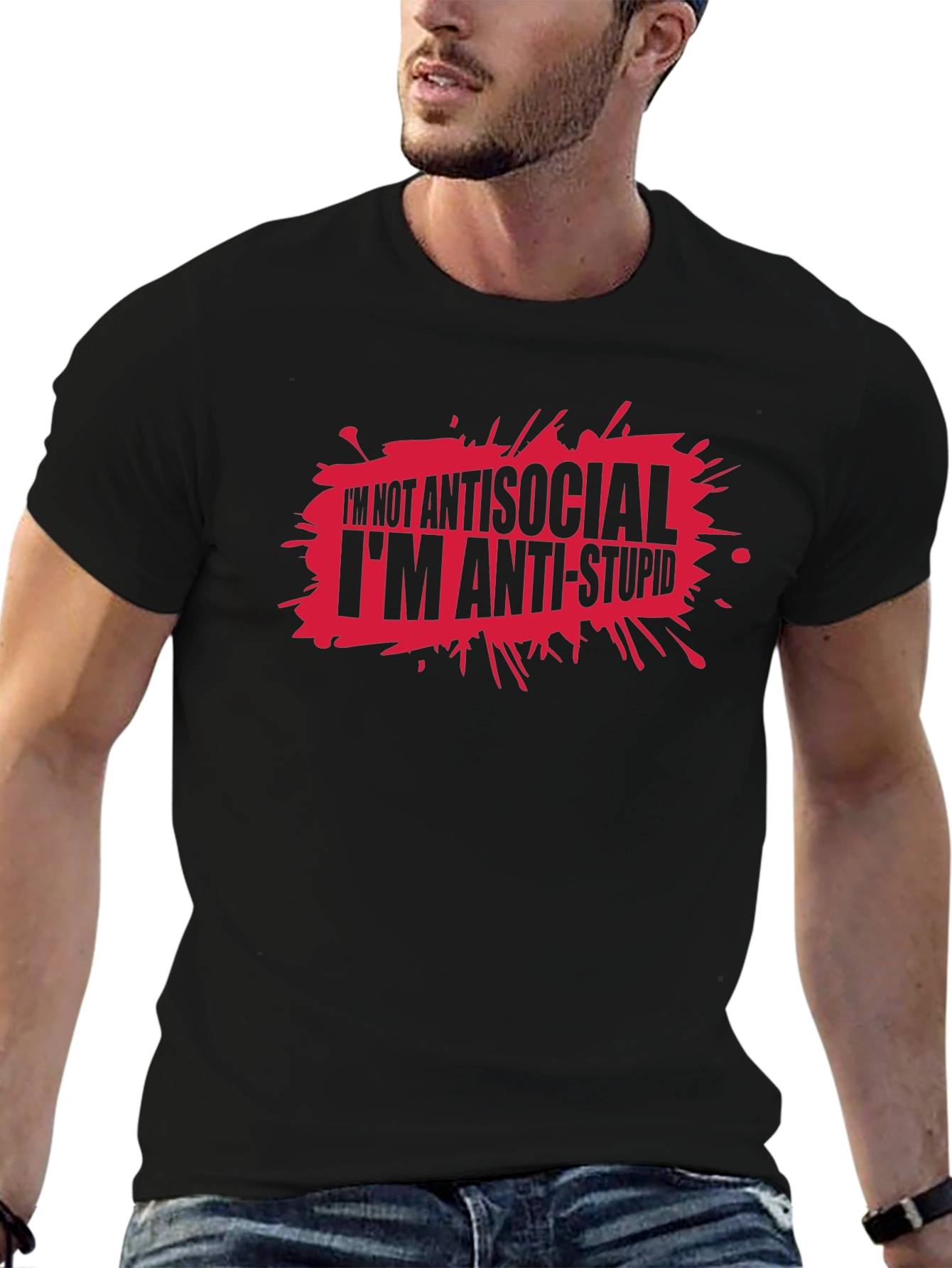 Anti-Stupid Graphic T-Shirt - Funny Slogan Tee