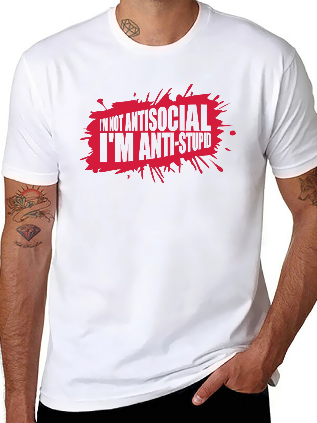 Anti-Stupid Graphic T-Shirt - Funny Slogan Tee