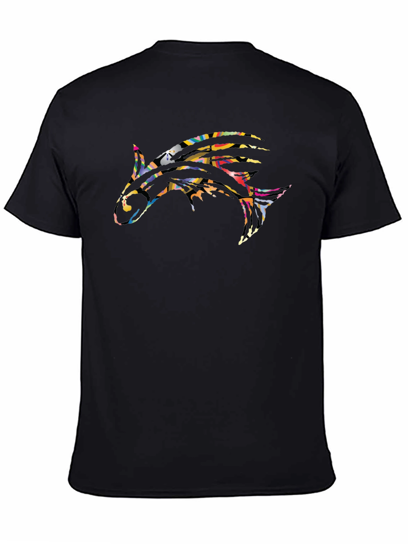 Abstract Shark Graphic Black T-Shirt