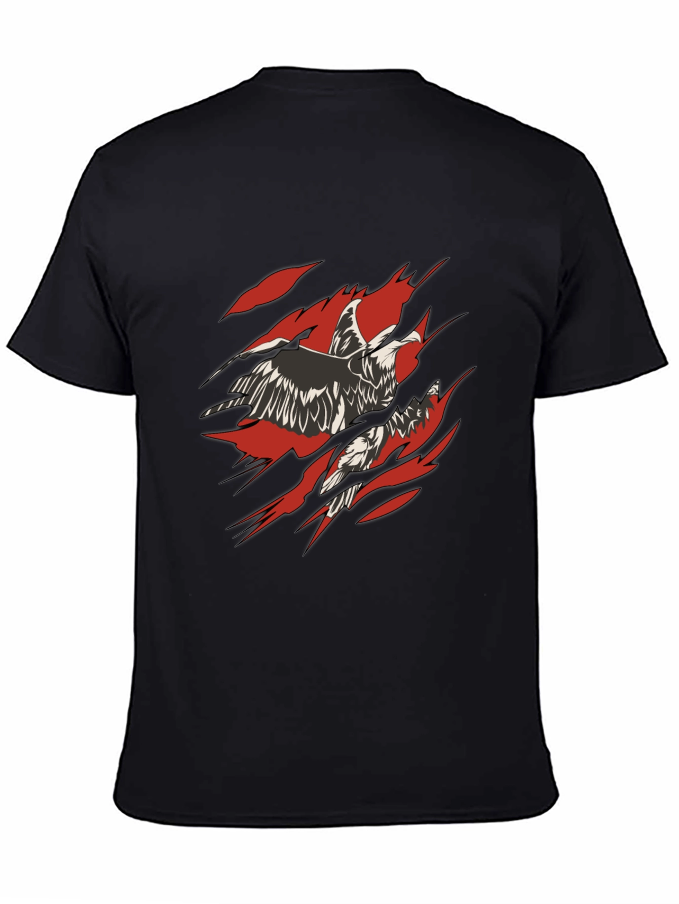 Ripped Eagle Graphic Tee - Black