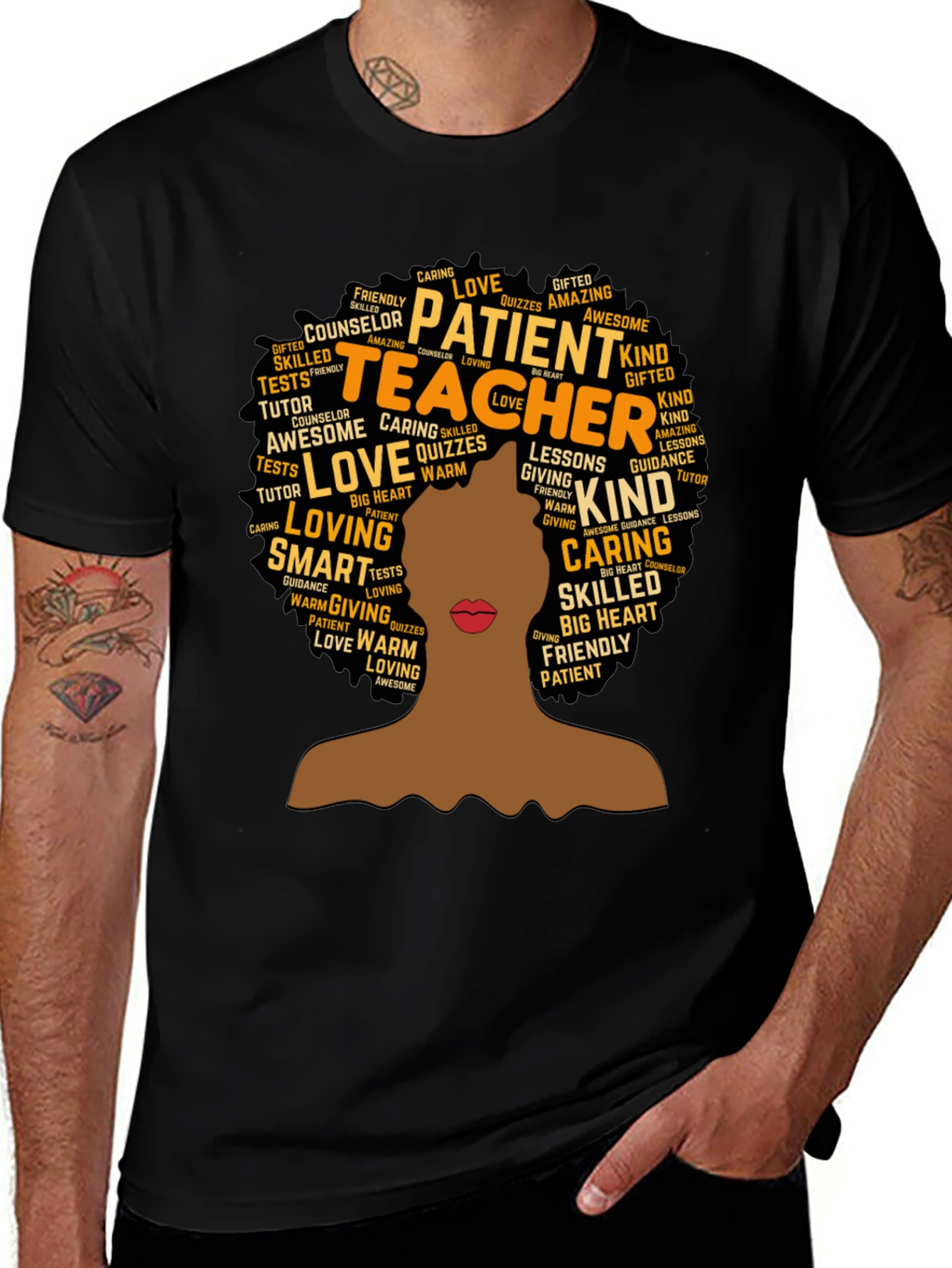 Teacher Word Art T-Shirt - Black