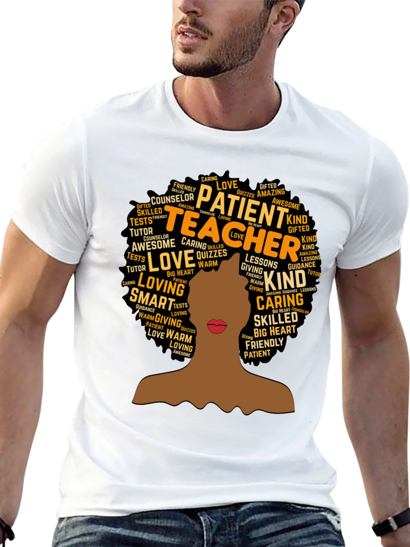 Teacher Word Art T-Shirt - Black