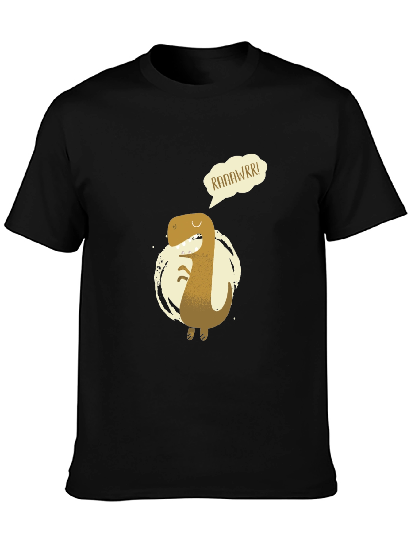 Roaring Dino Graphic Tee - Black Cotton T-Shirt