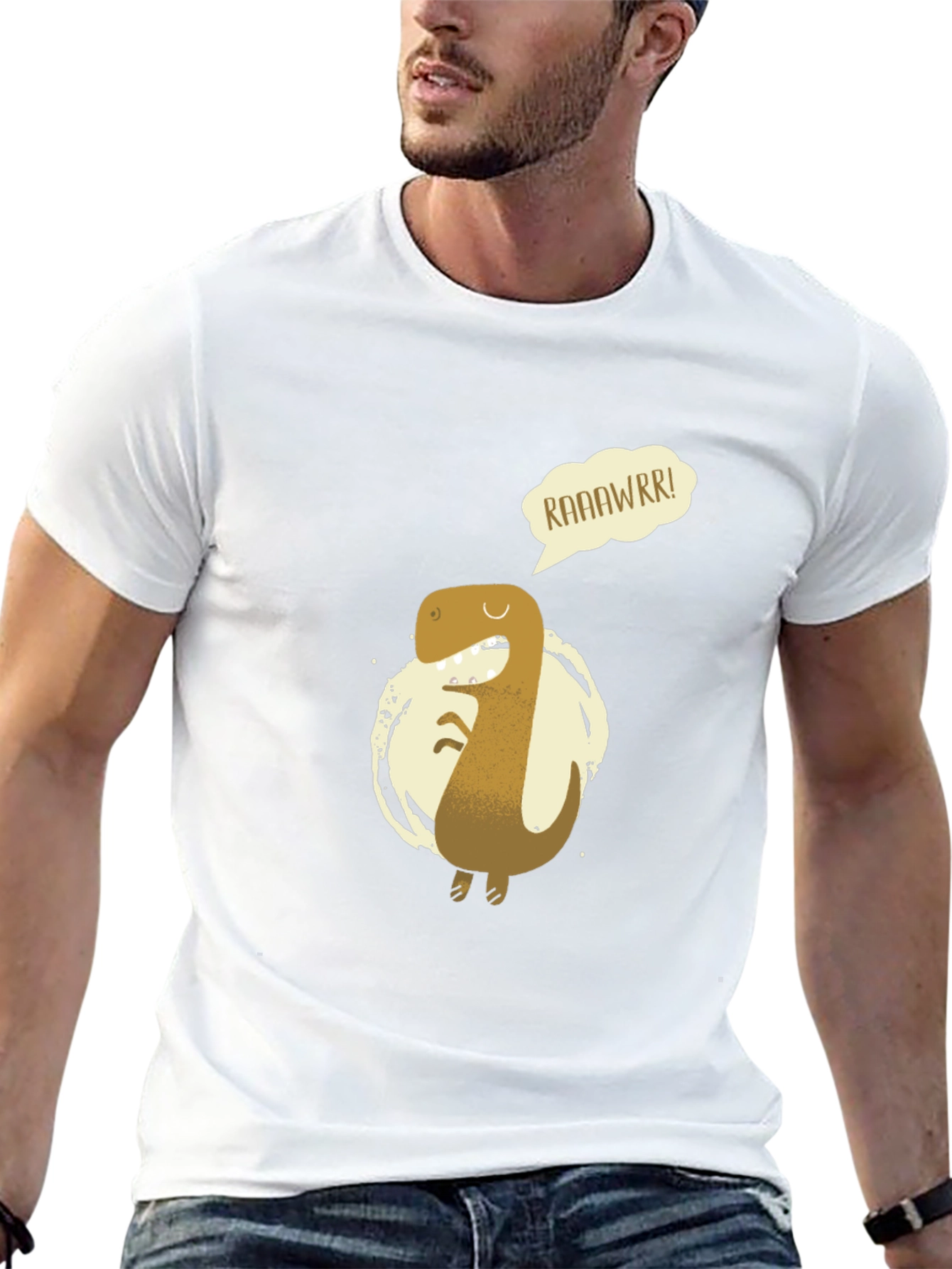 Roaring Dino Graphic Tee - Black Cotton T-Shirt